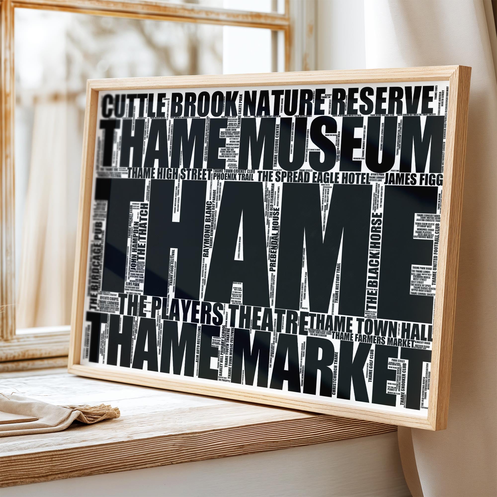 Thame - Premium Typographic Word Cloud Prints, Posters & Gifts