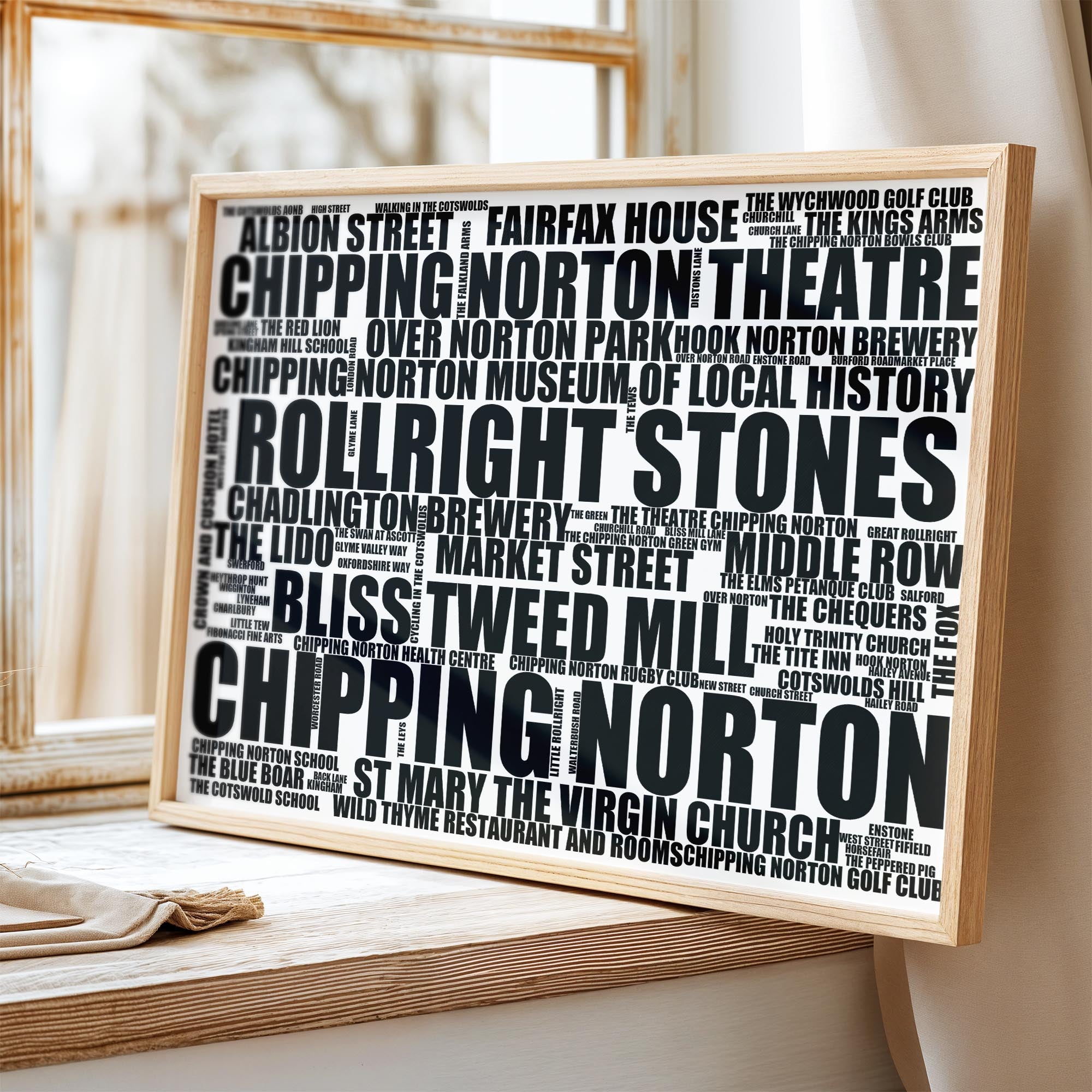 Chipping Norton - Premium Typographic Word Cloud Prints, Posters & Gifts