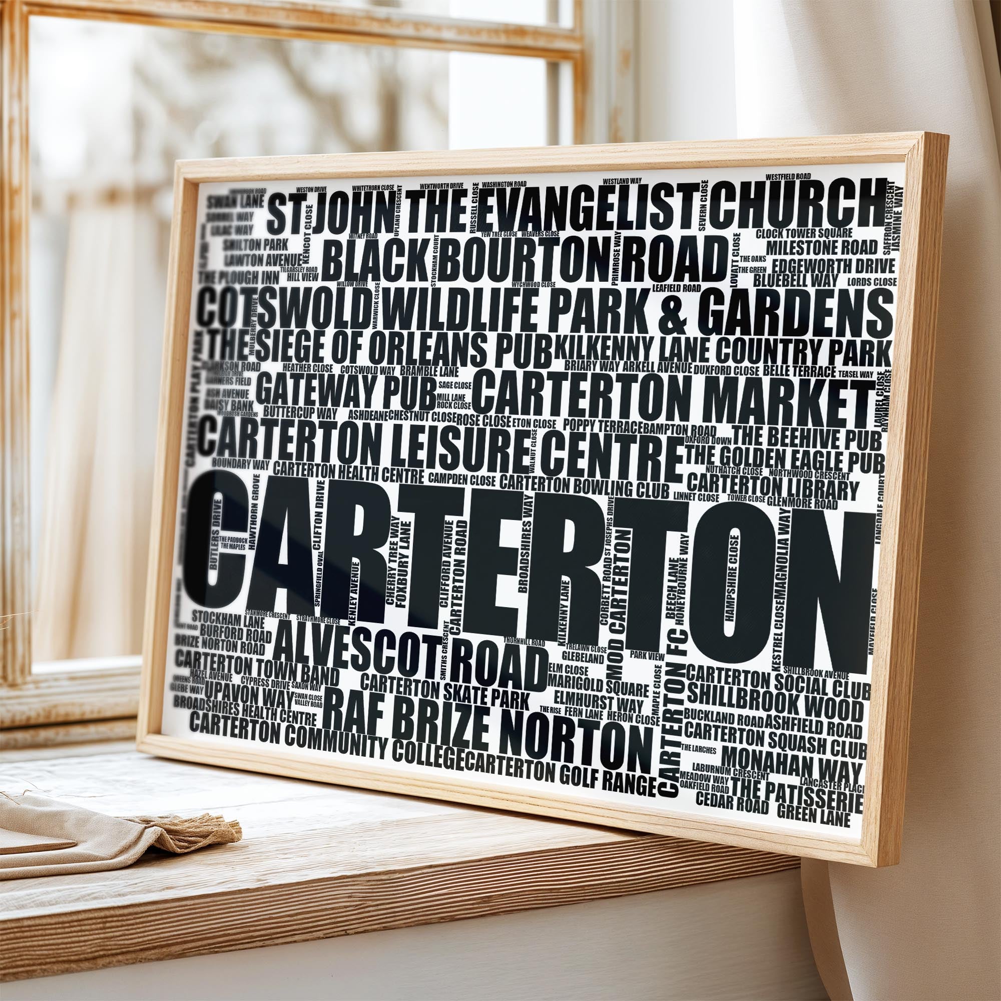 Carterton - Premium Typographic Word Cloud Prints, Posters & Gifts
