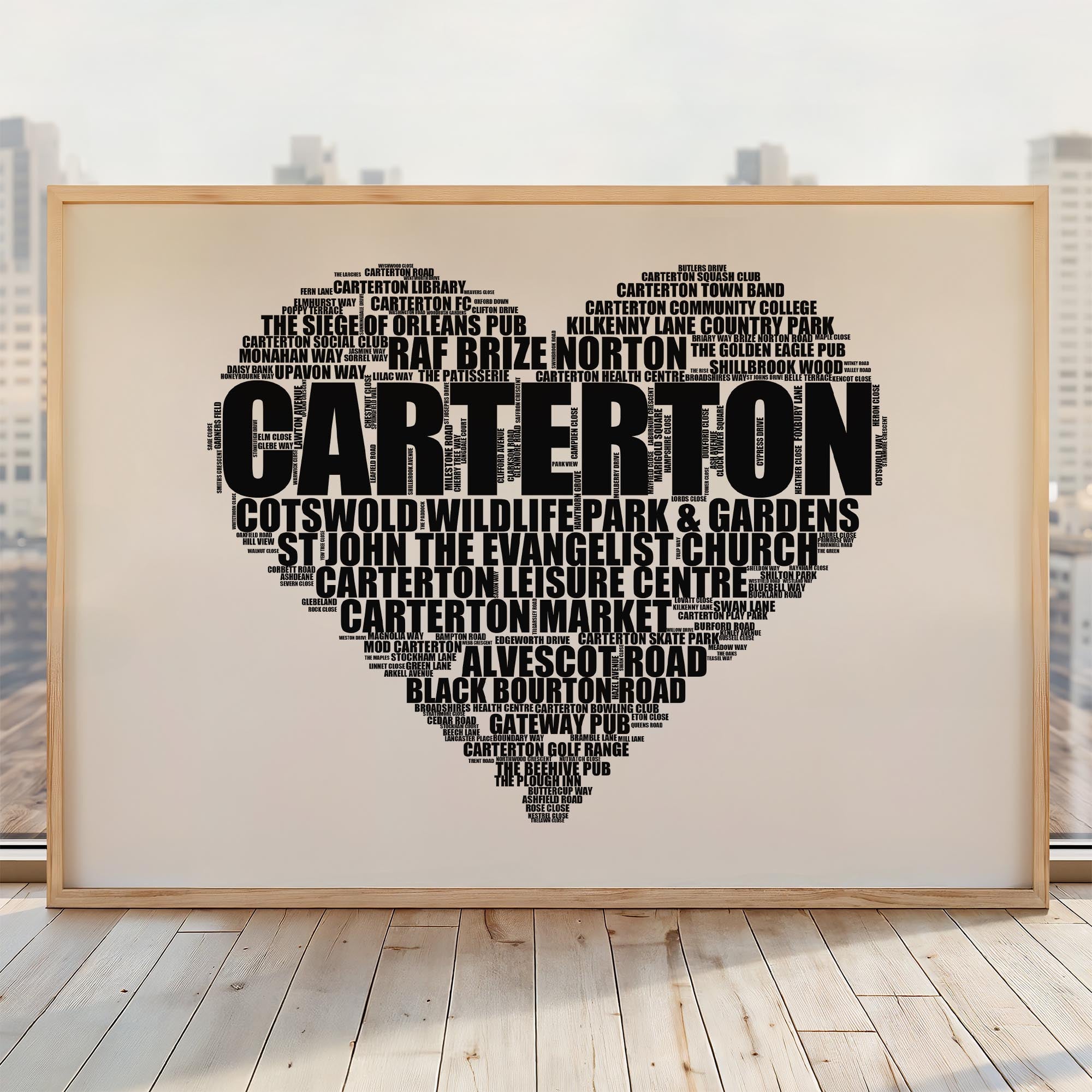 Carterton - Premium Typographic Word Cloud Prints, Posters & Gifts