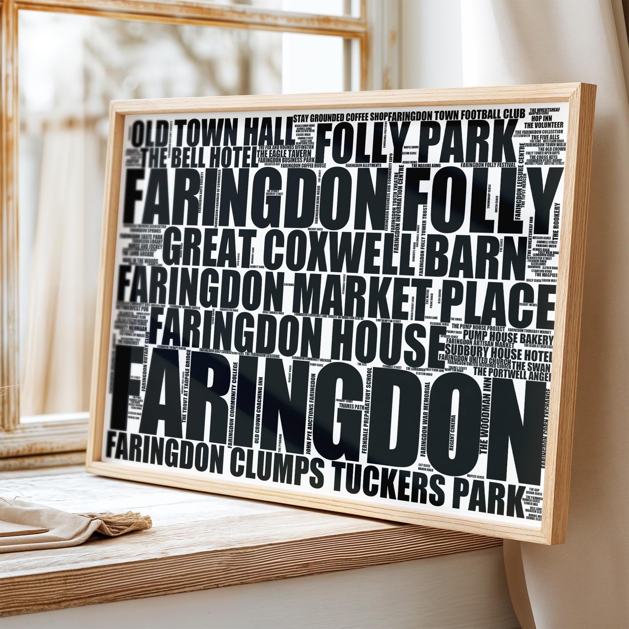 Faringdon - Premium Typographic Word Cloud Prints, Posters & Gifts