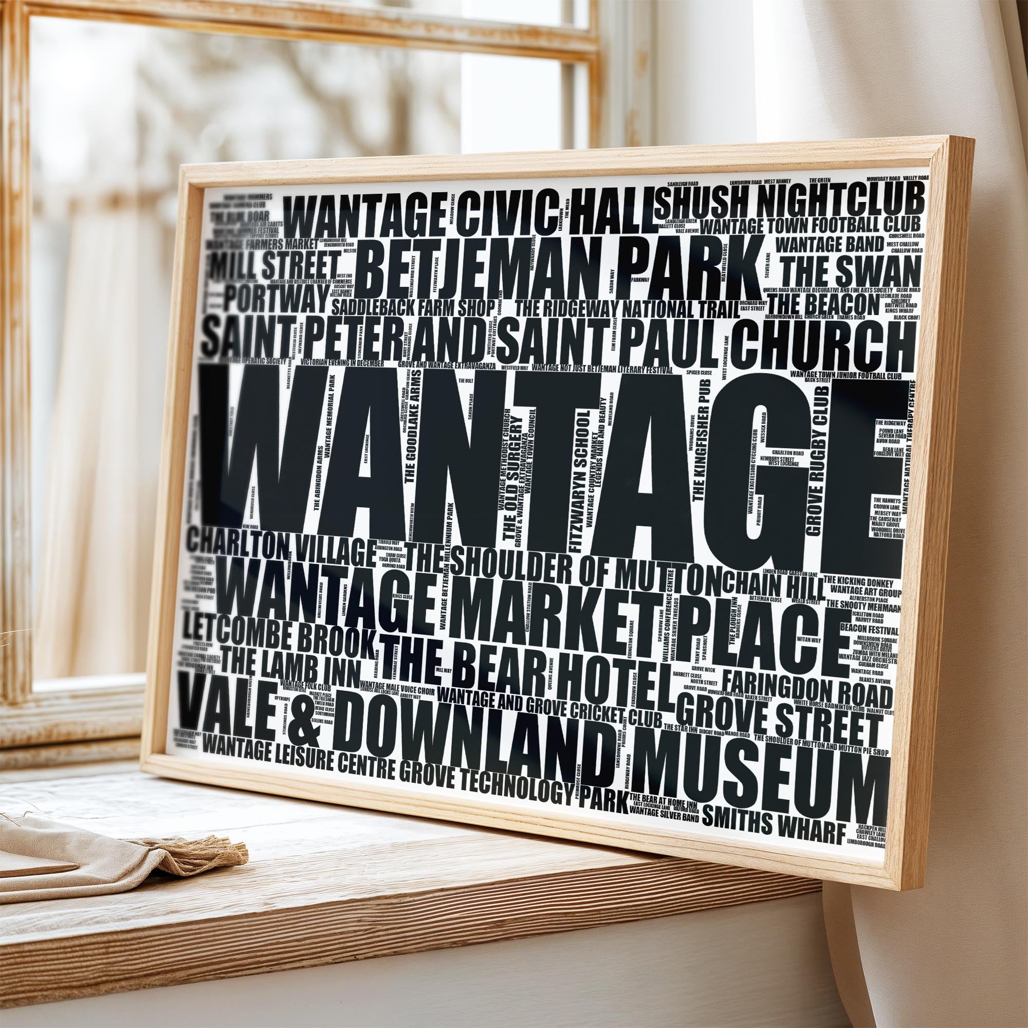 Wantage - Premium Typographic Word Cloud Prints, Posters & Gifts