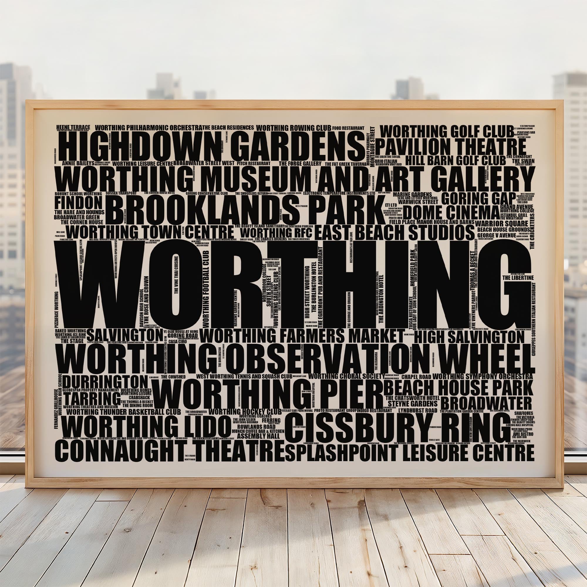 Worthing - Premium Typographic Word Cloud Prints, Posters & Gifts