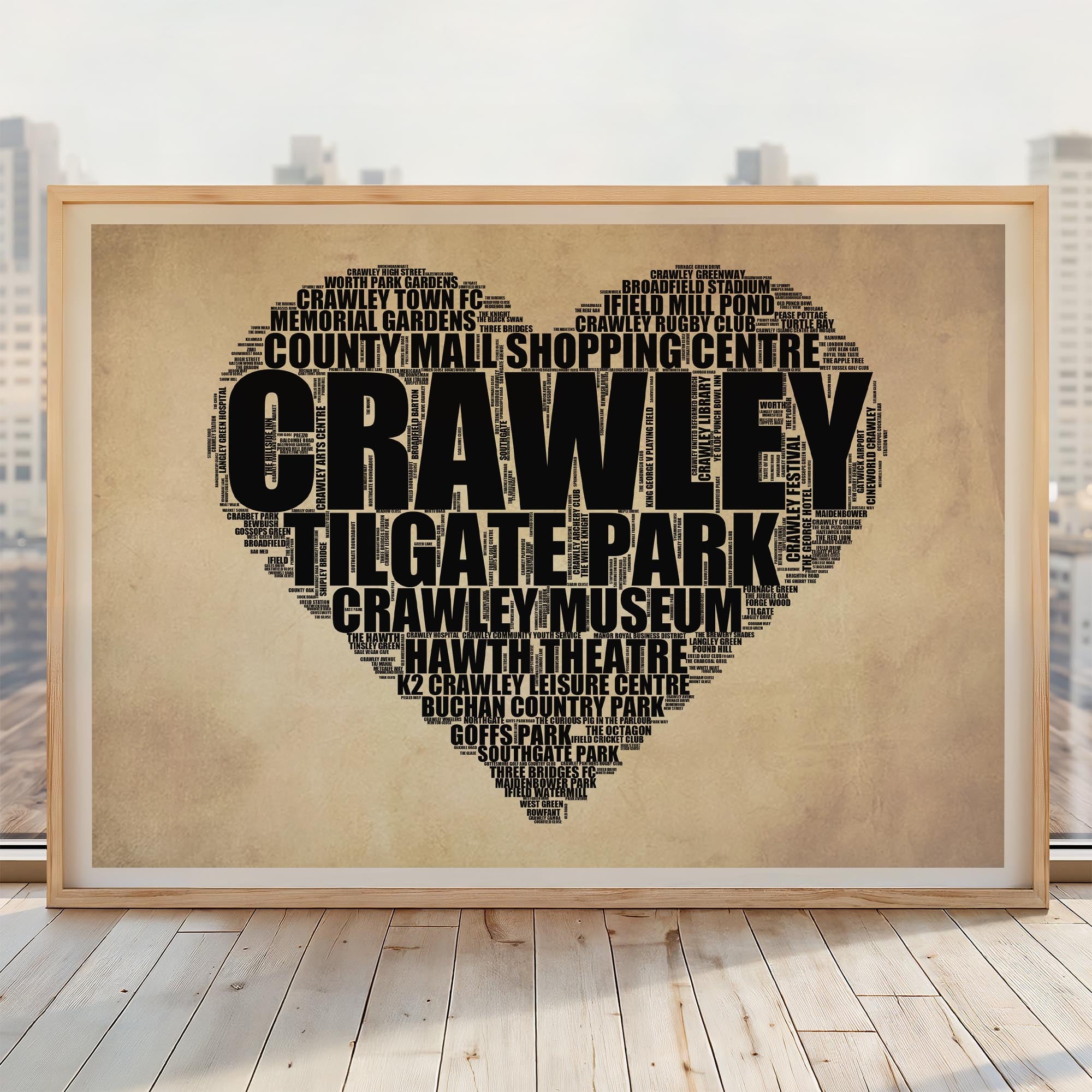 Crawley - Premium Typographic Word Cloud Prints, Posters & Gifts