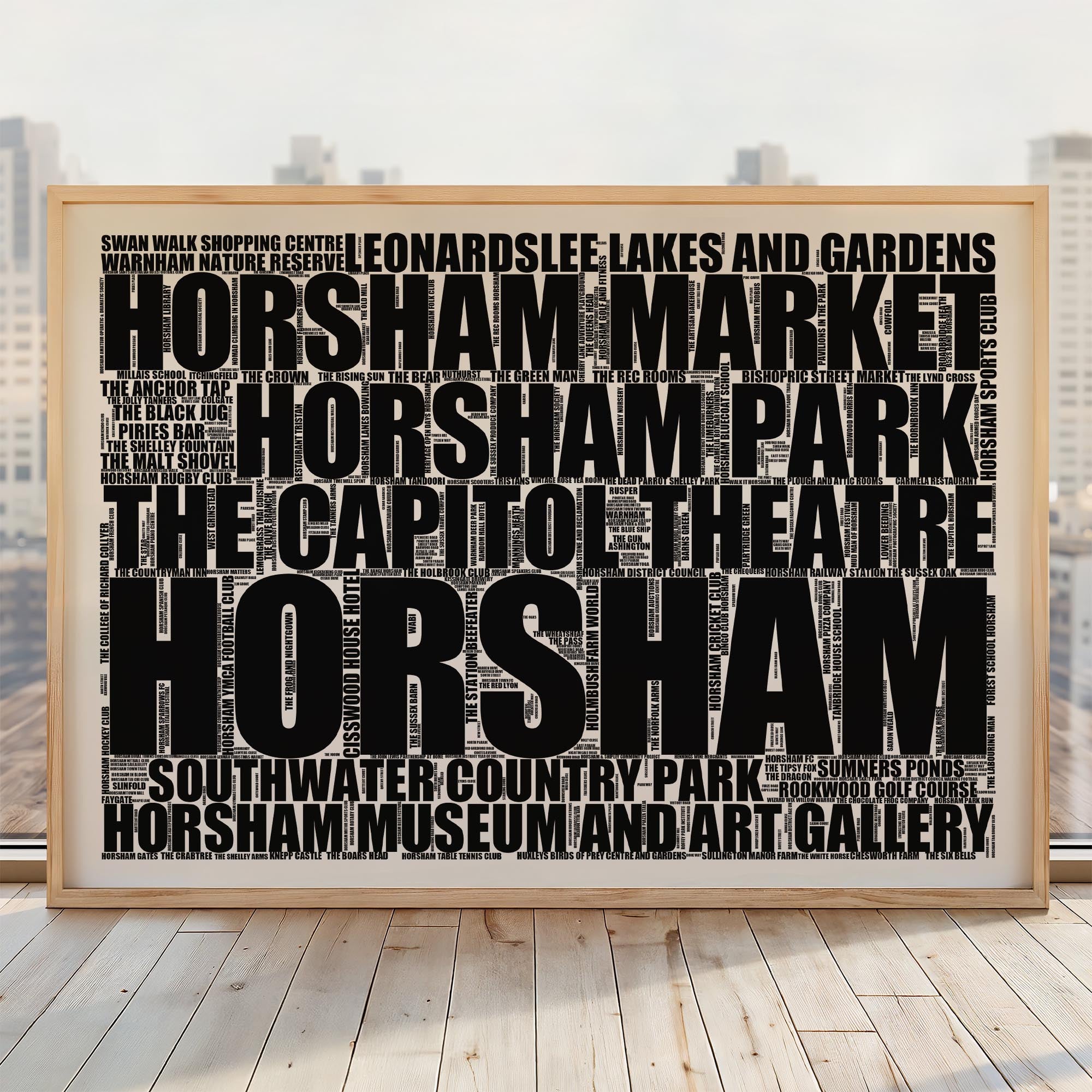 Horsham - Premium Typographic Word Cloud Prints, Posters & Gifts