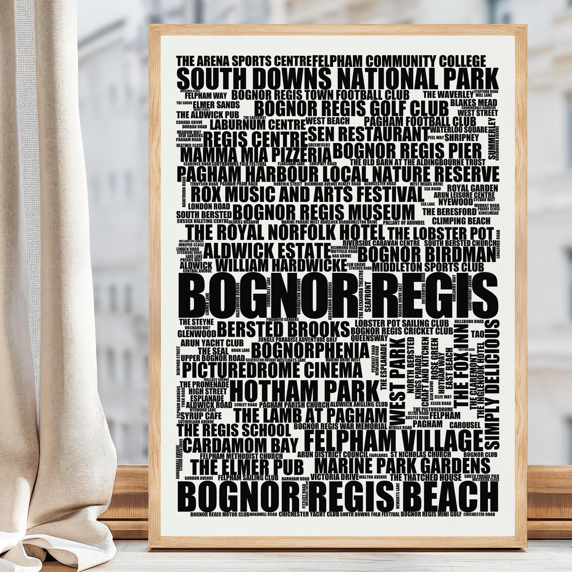 Bognor Regis - Premium Typographic Word Cloud Prints, Posters & Gifts