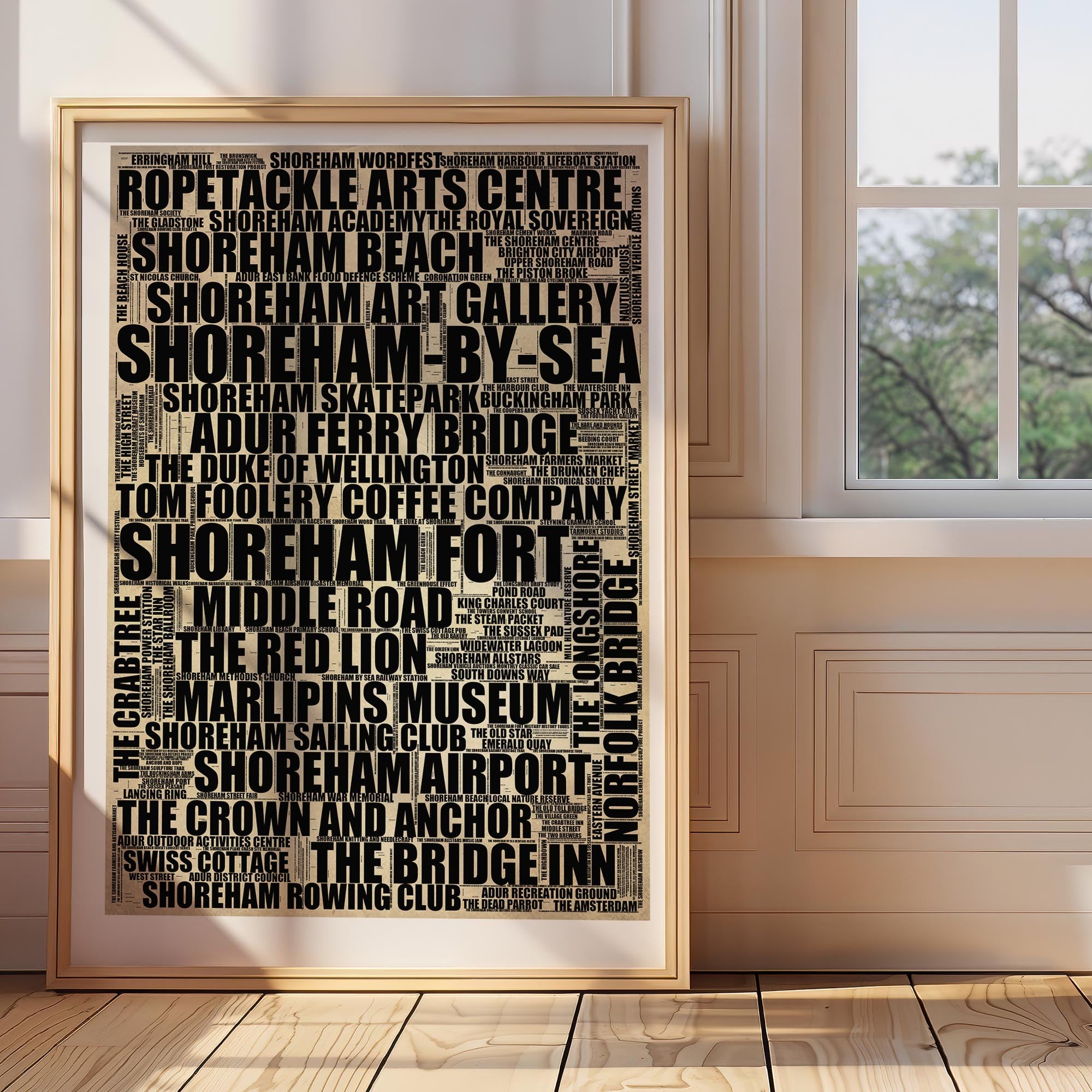 Shoreham-by-Sea - Premium Typographic Word Cloud Prints, Posters & Gifts