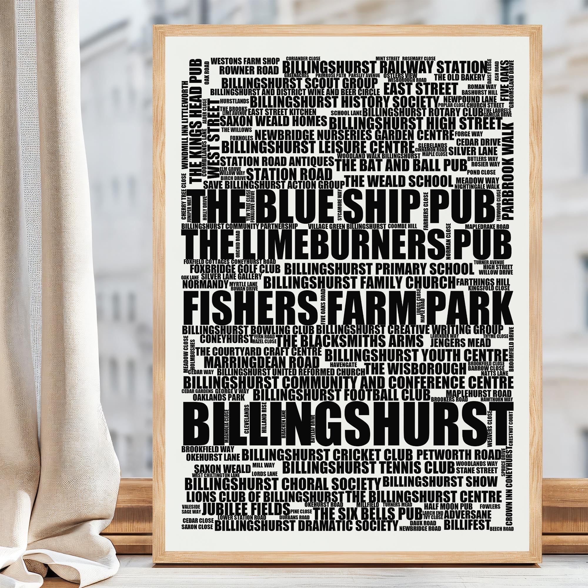 Billingshurst - Premium Typographic Word Cloud Prints, Posters & Gifts