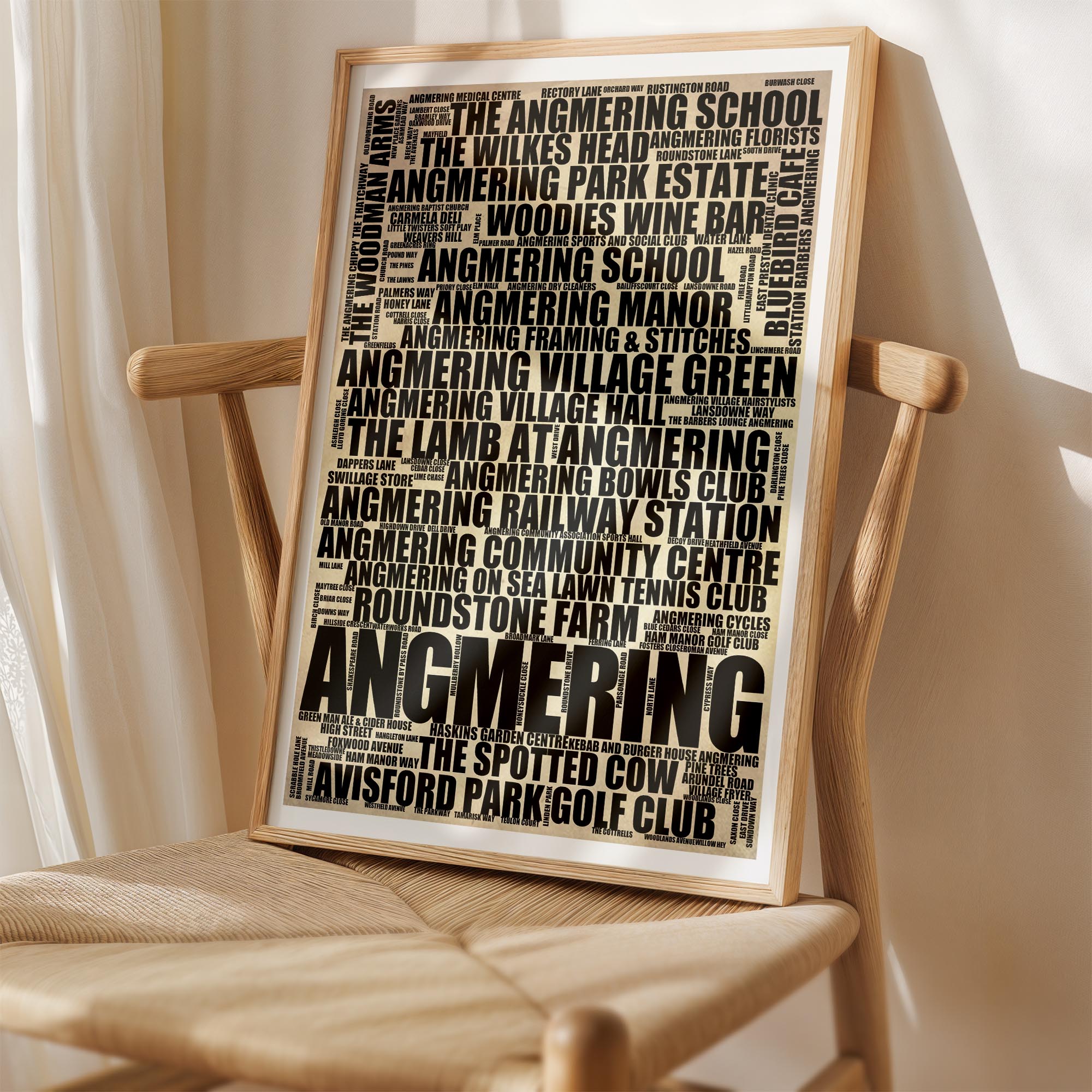 Angmering - Premium Typographic Word Cloud Prints, Posters & Gifts