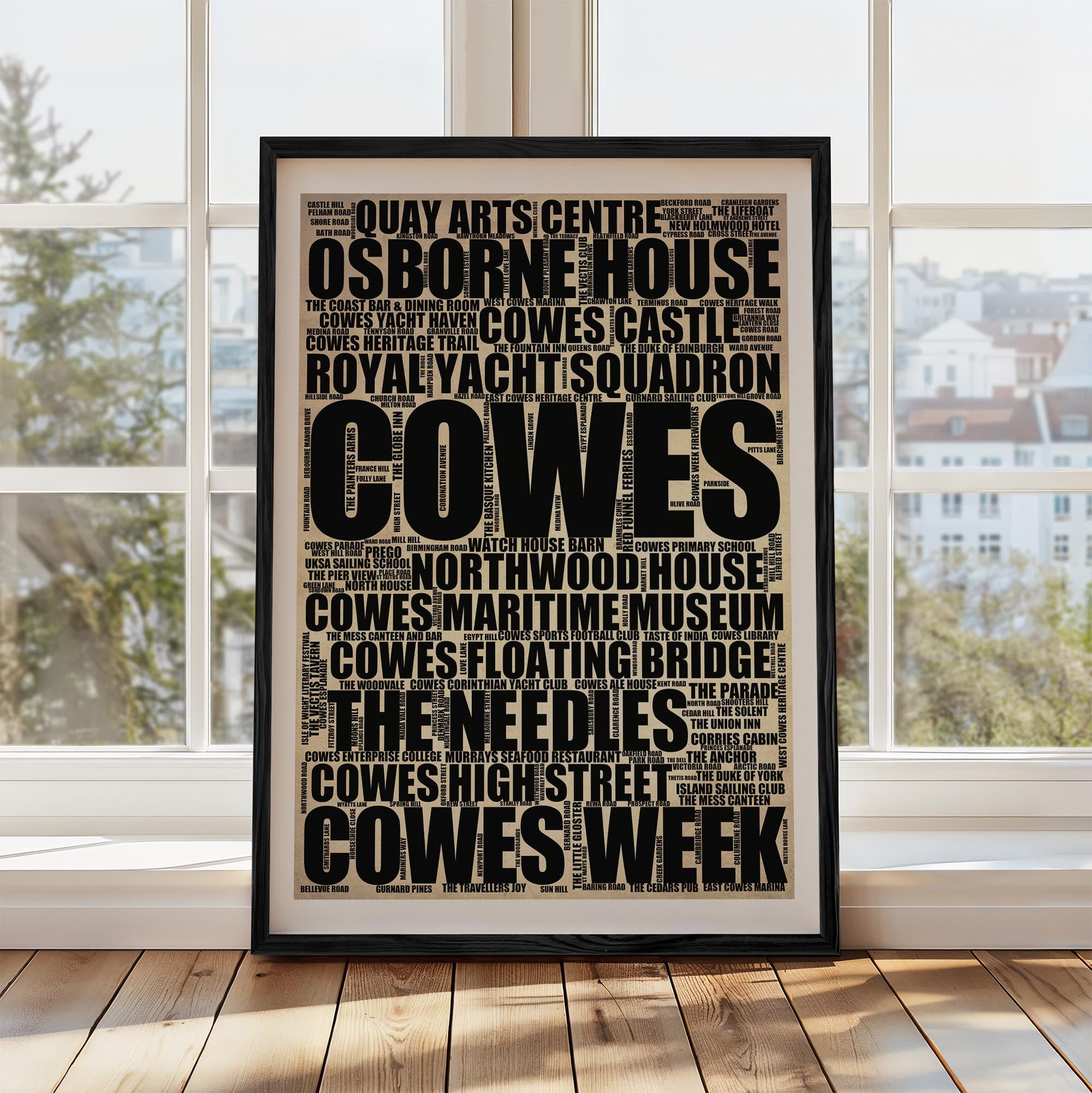 Cowes - Premium Typographic Word Cloud Prints, Posters & Gifts