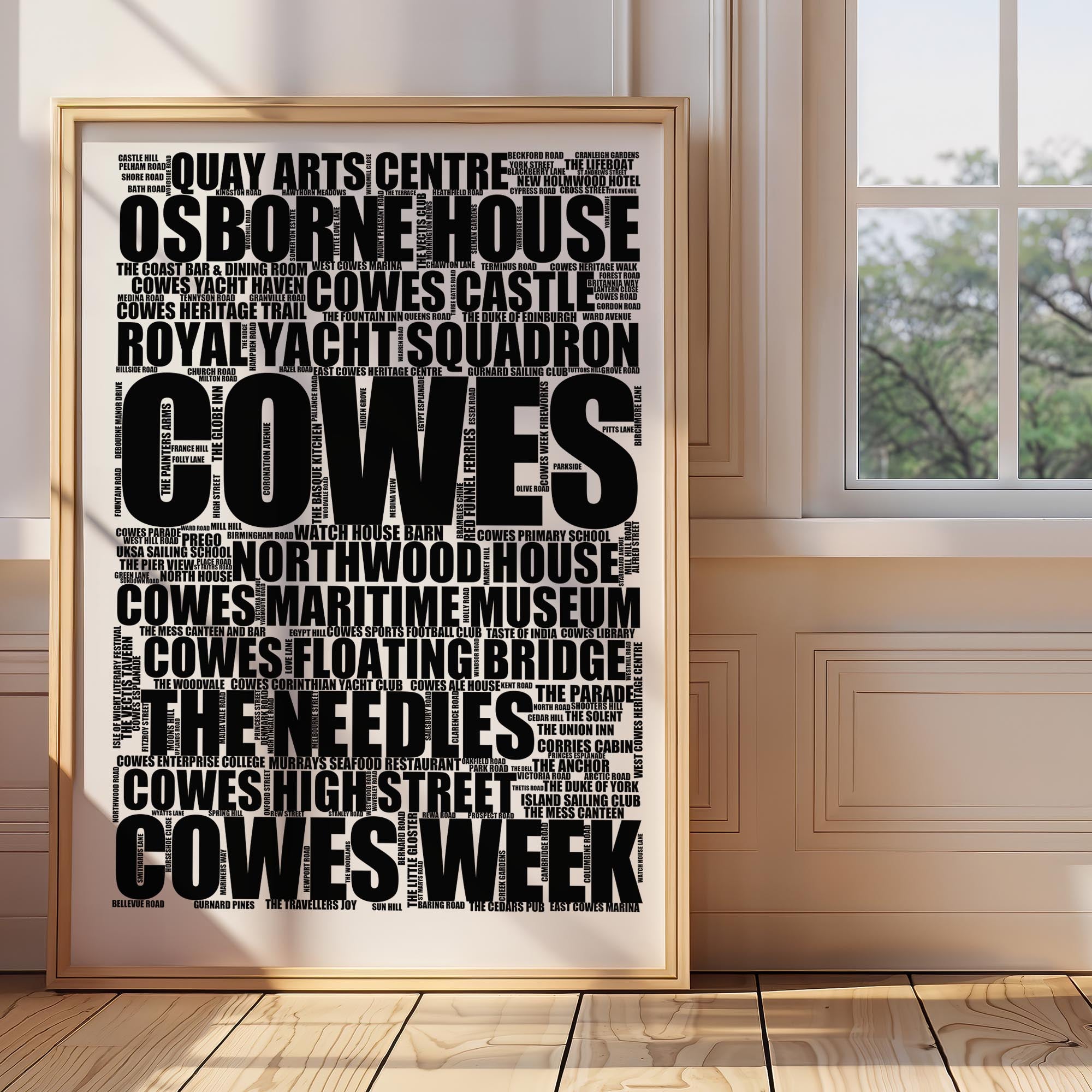 Cowes - Premium Typographic Word Cloud Prints, Posters & Gifts