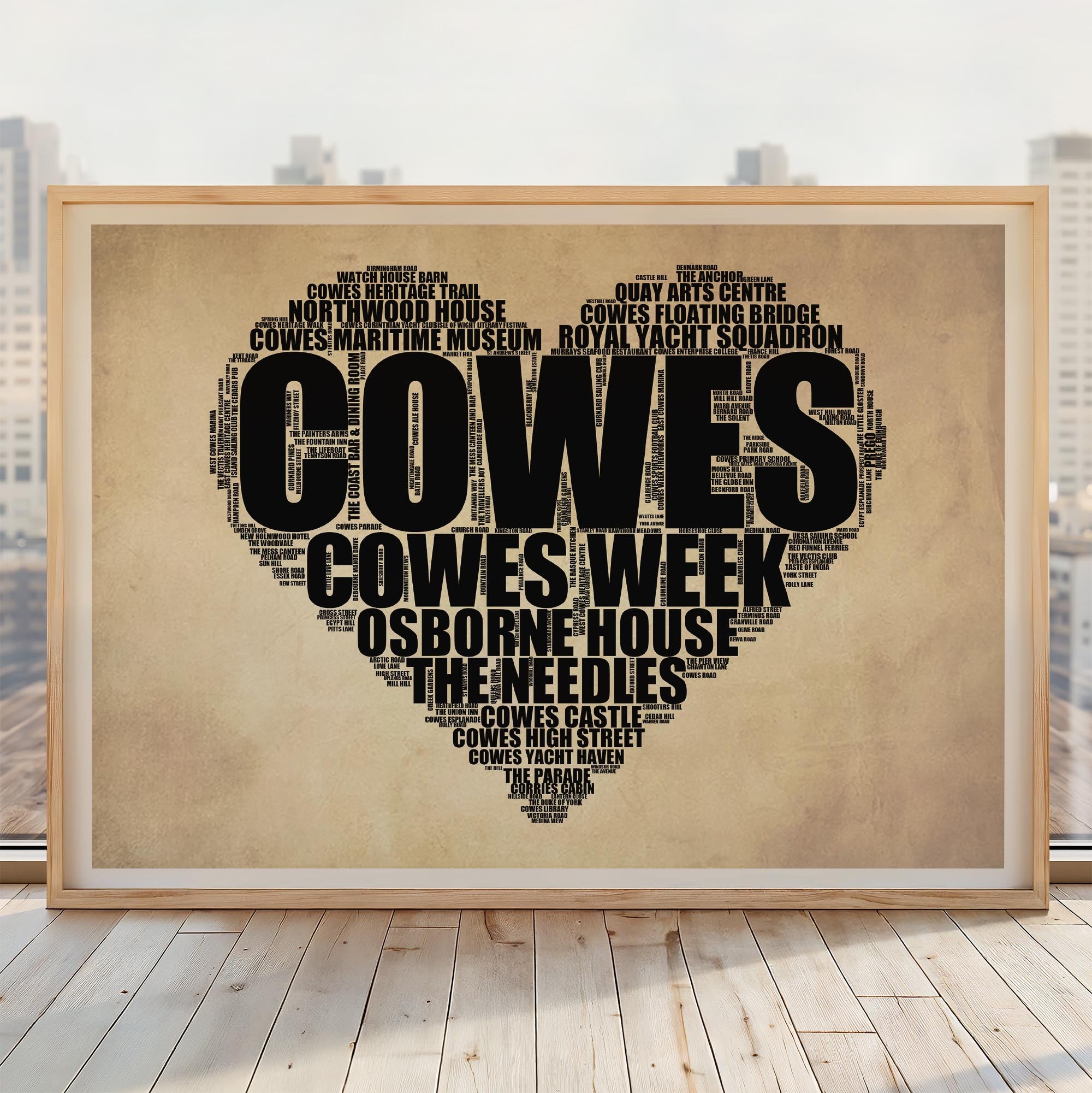 Cowes - Premium Typographic Word Cloud Prints, Posters & Gifts