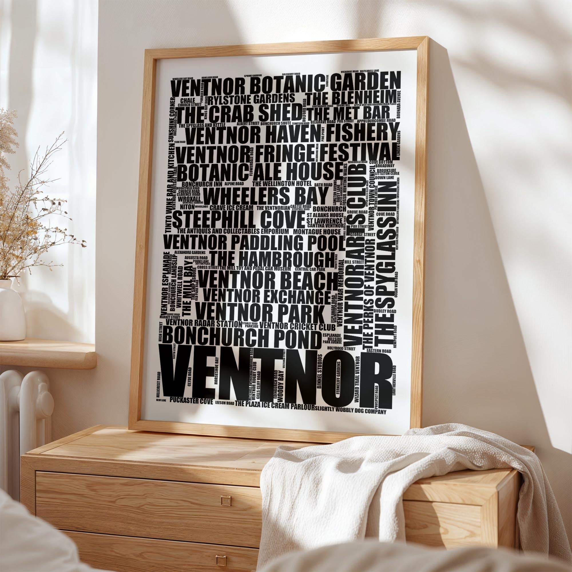 Ventnor - Premium Typographic Word Cloud Prints, Posters & Gifts