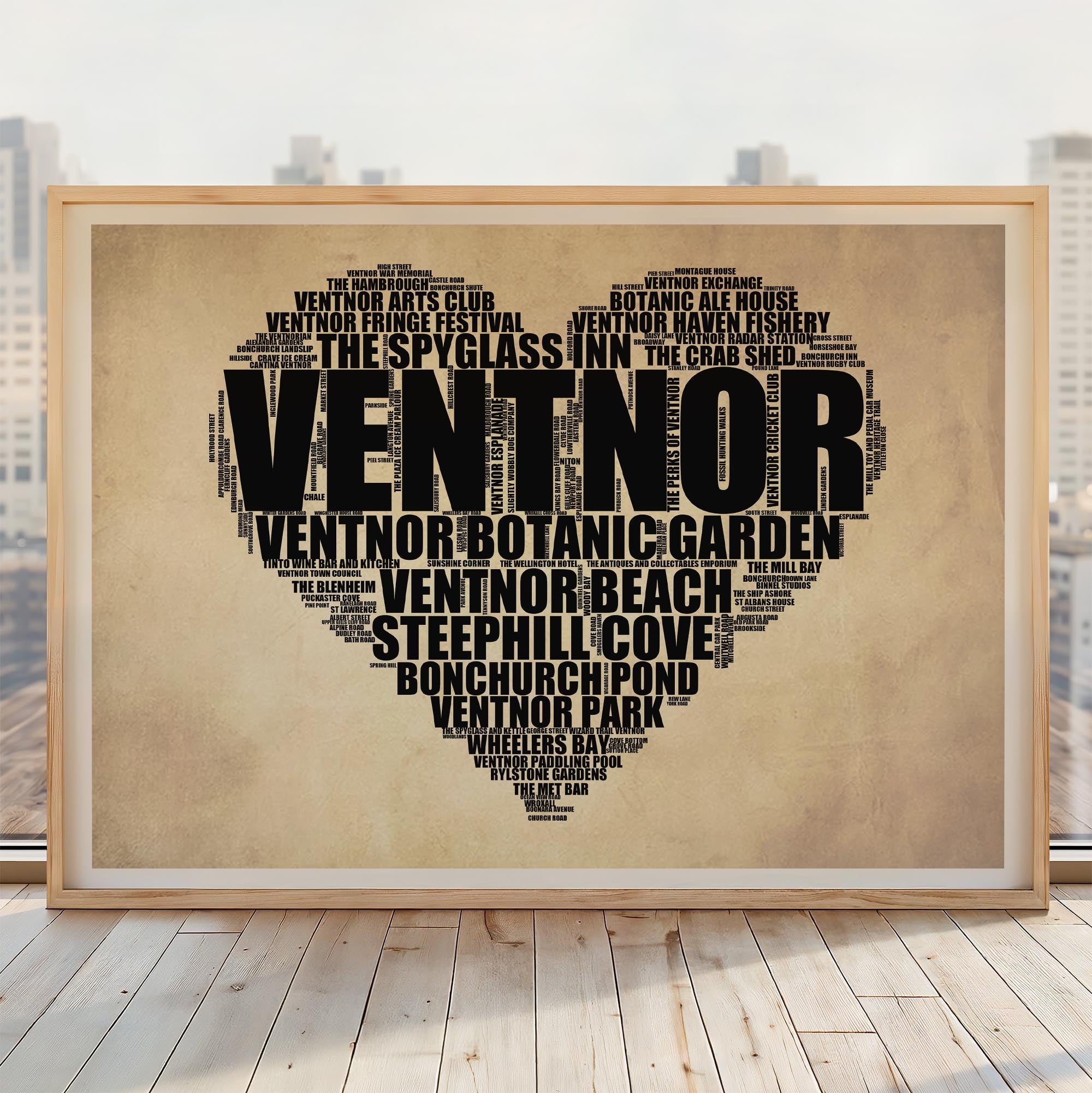 Ventnor - Premium Typographic Word Cloud Prints, Posters & Gifts