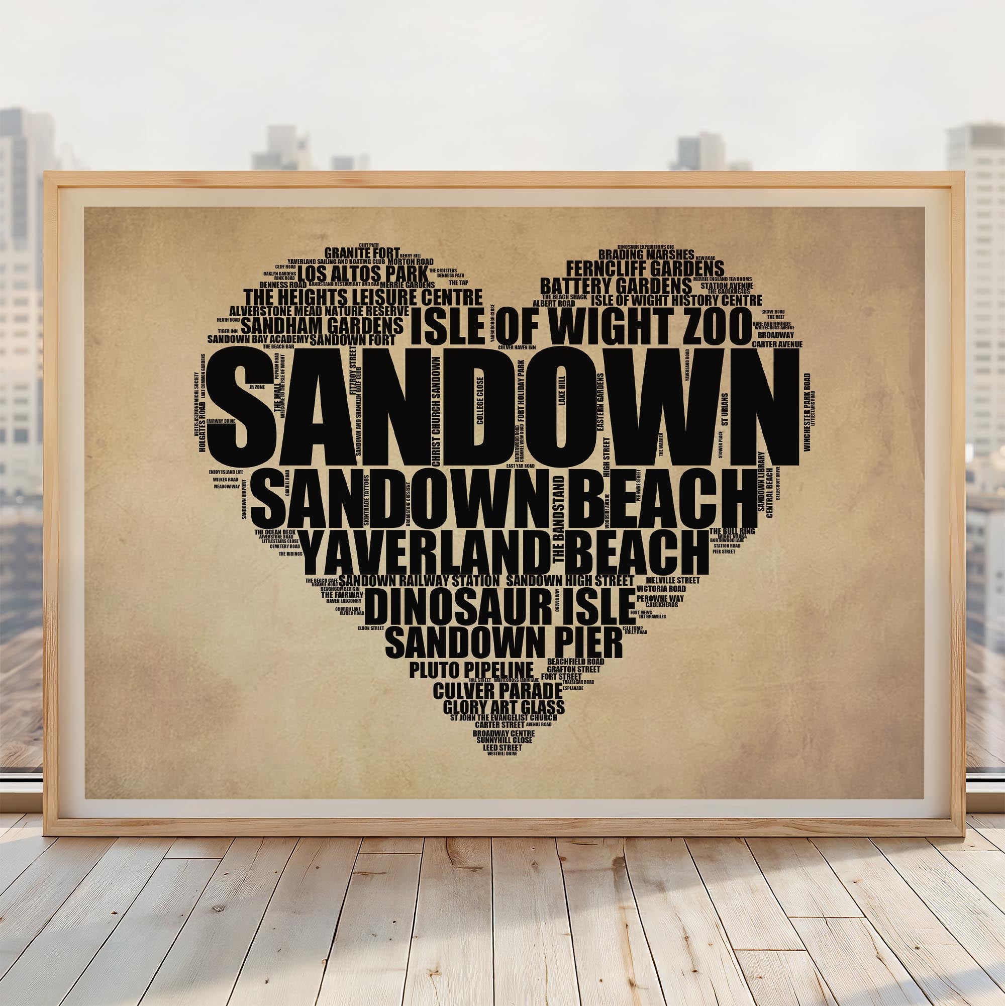 Sandown - Premium Typographic Word Cloud Prints, Posters & Gifts