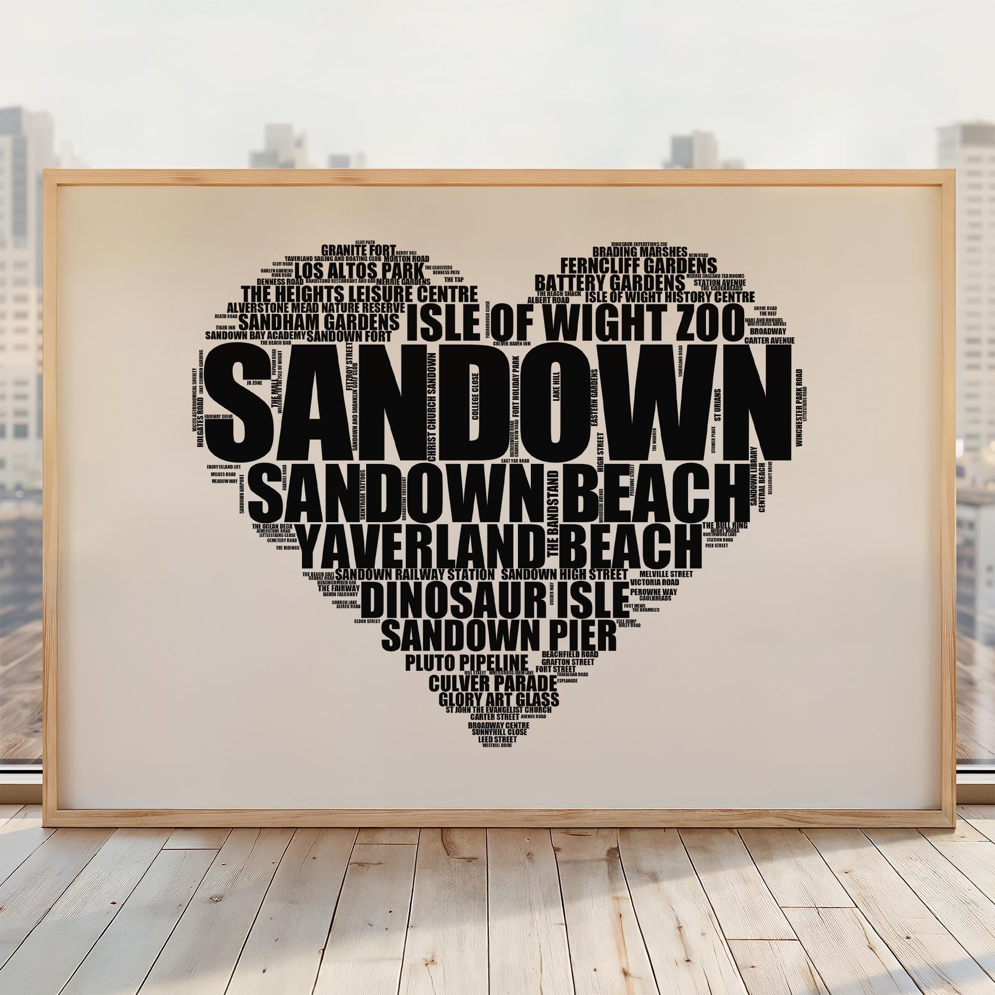Sandown - Premium Typographic Word Cloud Prints, Posters & Gifts
