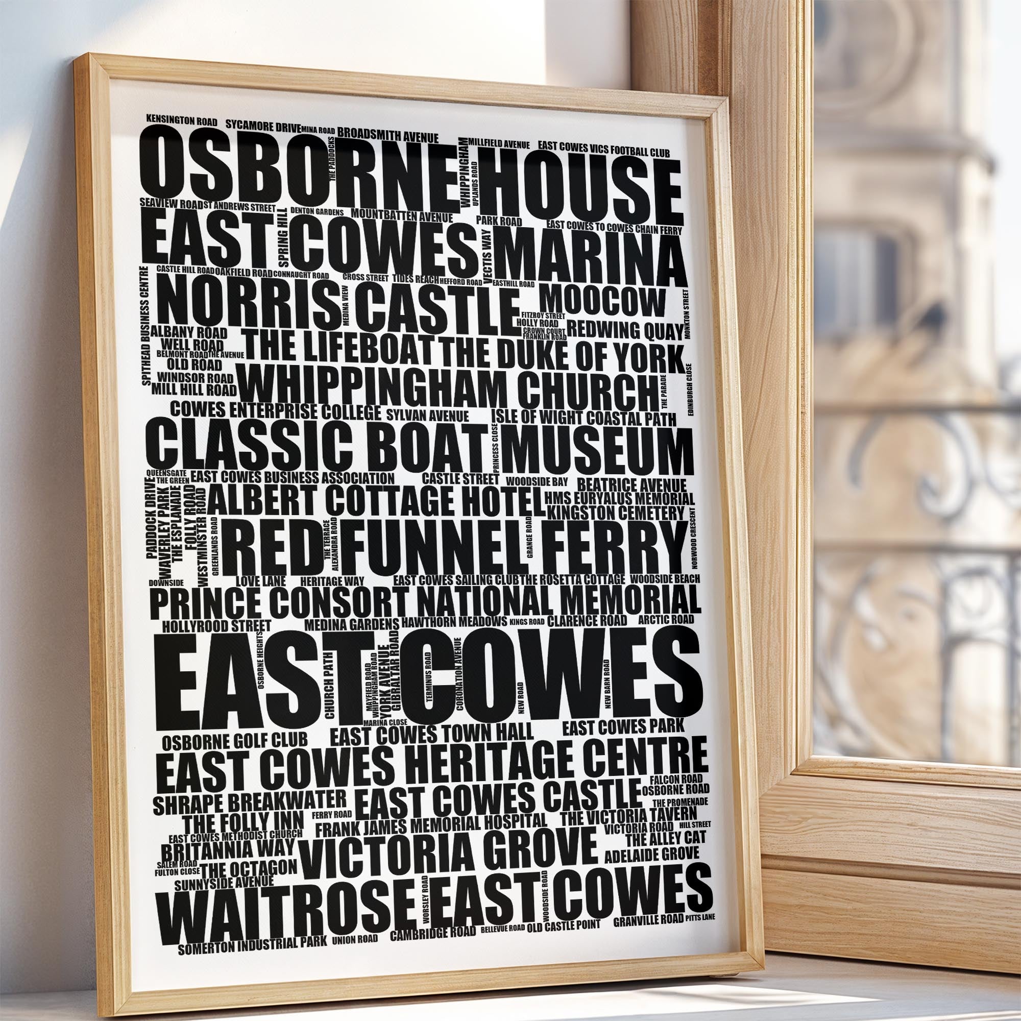 East Cowes - Premium Typographic Word Cloud Prints, Posters & Gifts