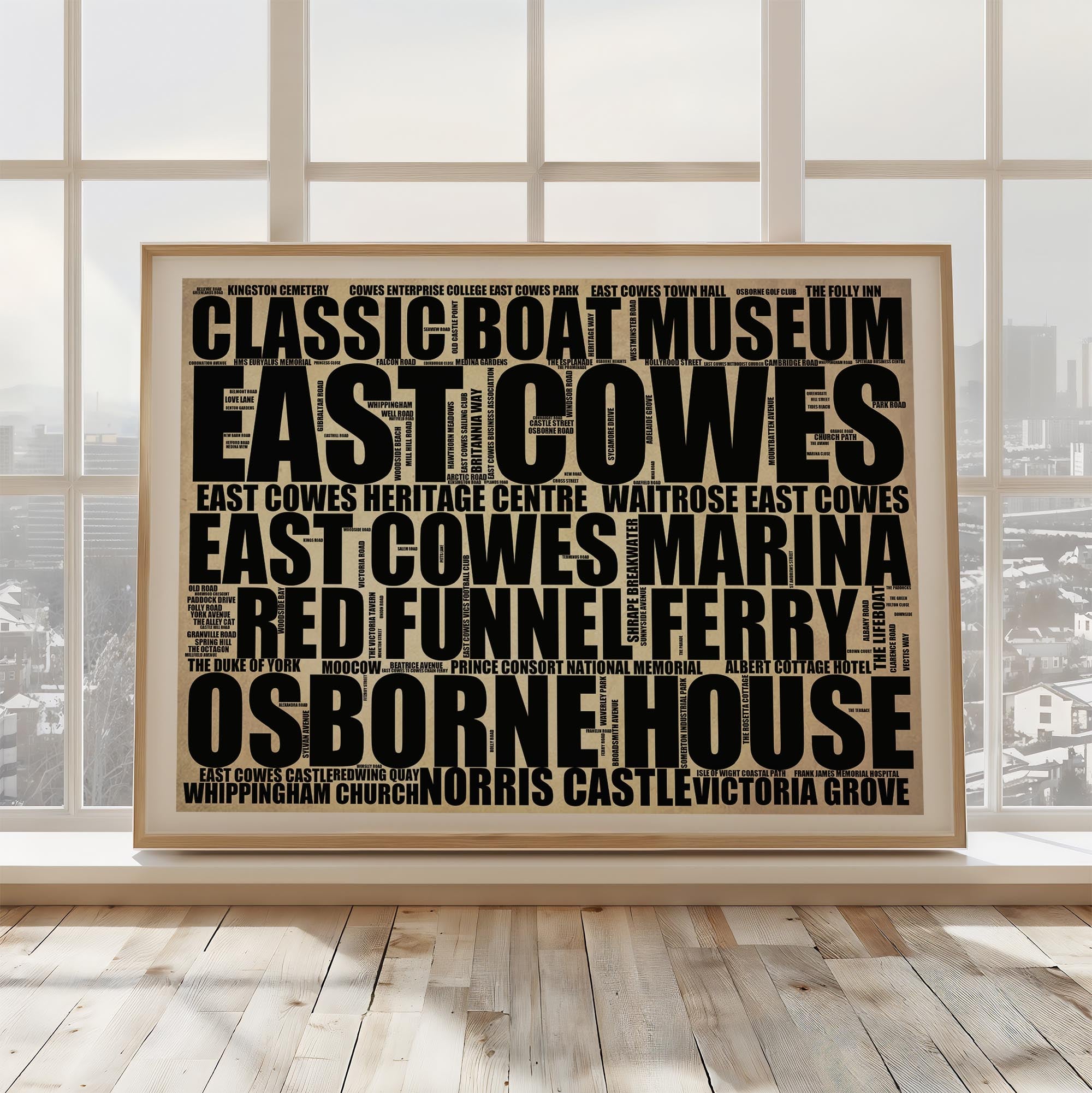 East Cowes - Premium Typographic Word Cloud Prints, Posters & Gifts