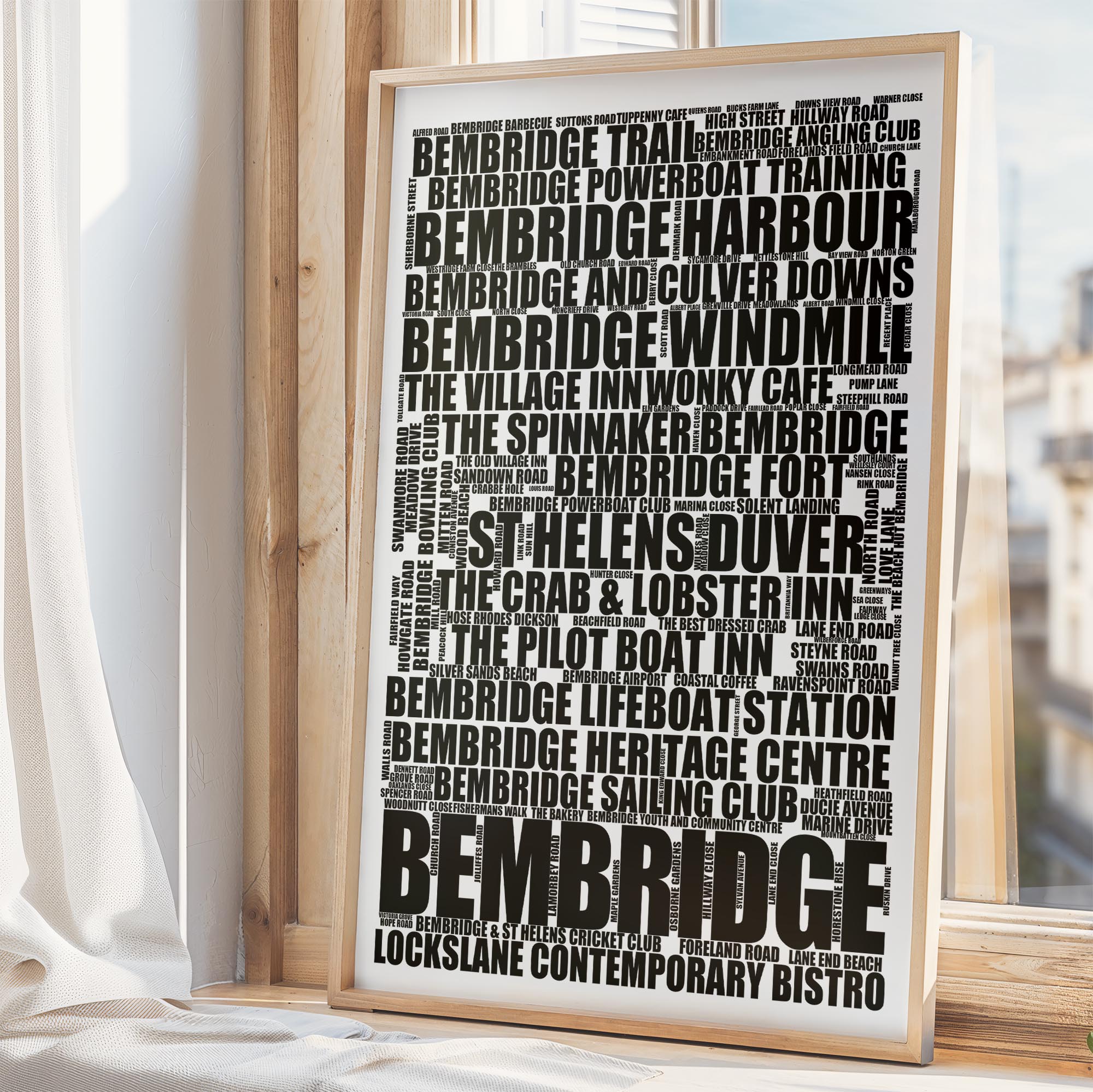 Bembridge - Premium Typographic Word Cloud Prints, Posters & Gifts