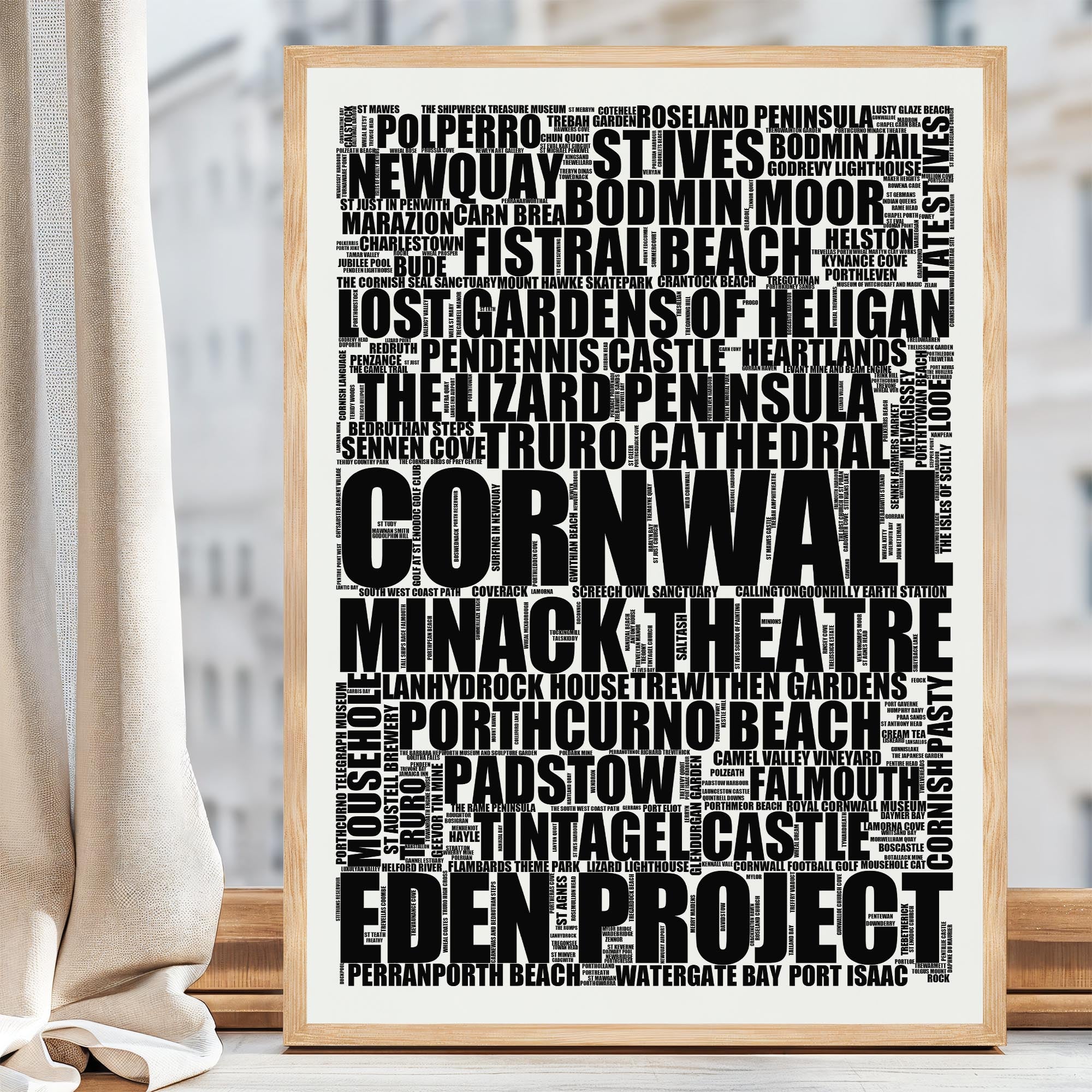 Cornwall - Premium Typographic Word Cloud Prints, Posters & Gifts