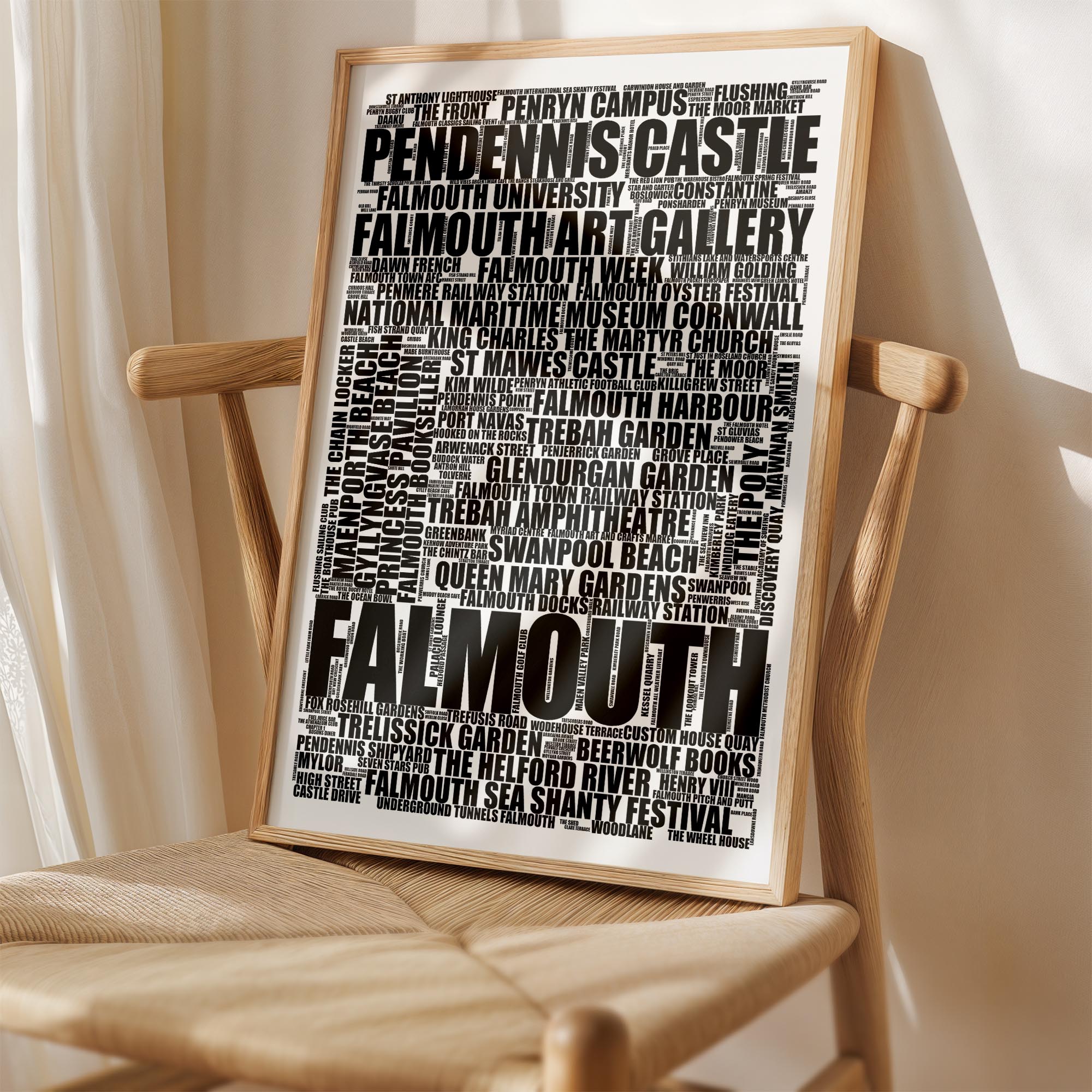 Falmouth - Premium Typographic Word Cloud Prints, Posters & Gifts