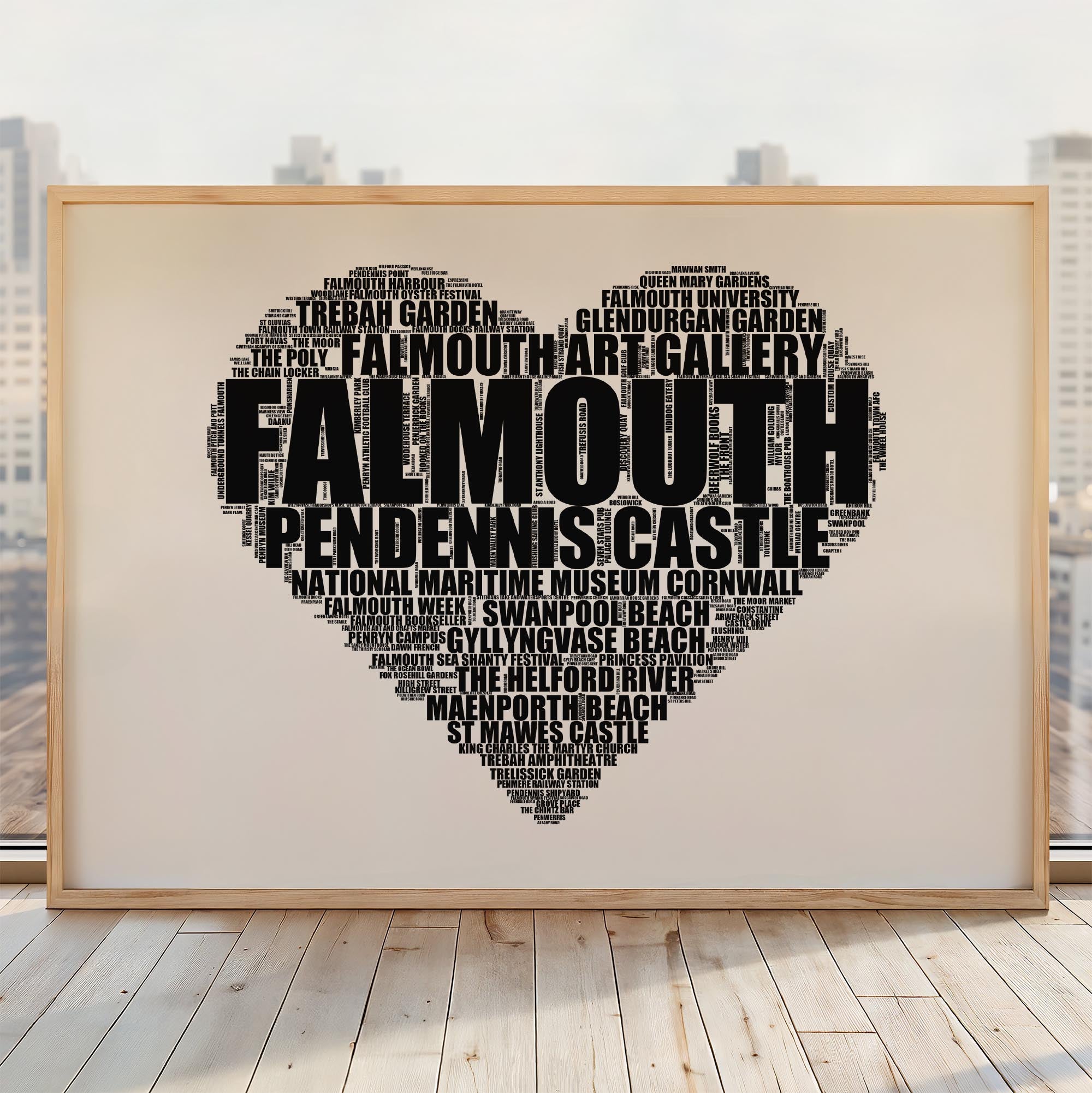 Falmouth - Premium Typographic Word Cloud Prints, Posters & Gifts