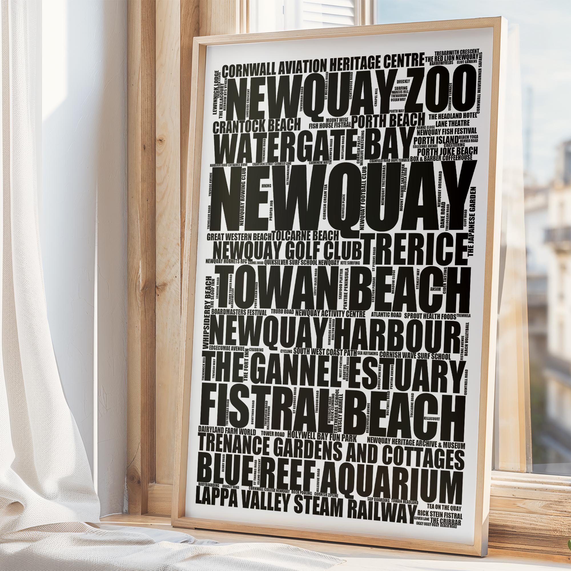 Newquay - Premium Typographic Word Cloud Prints, Posters & Gifts