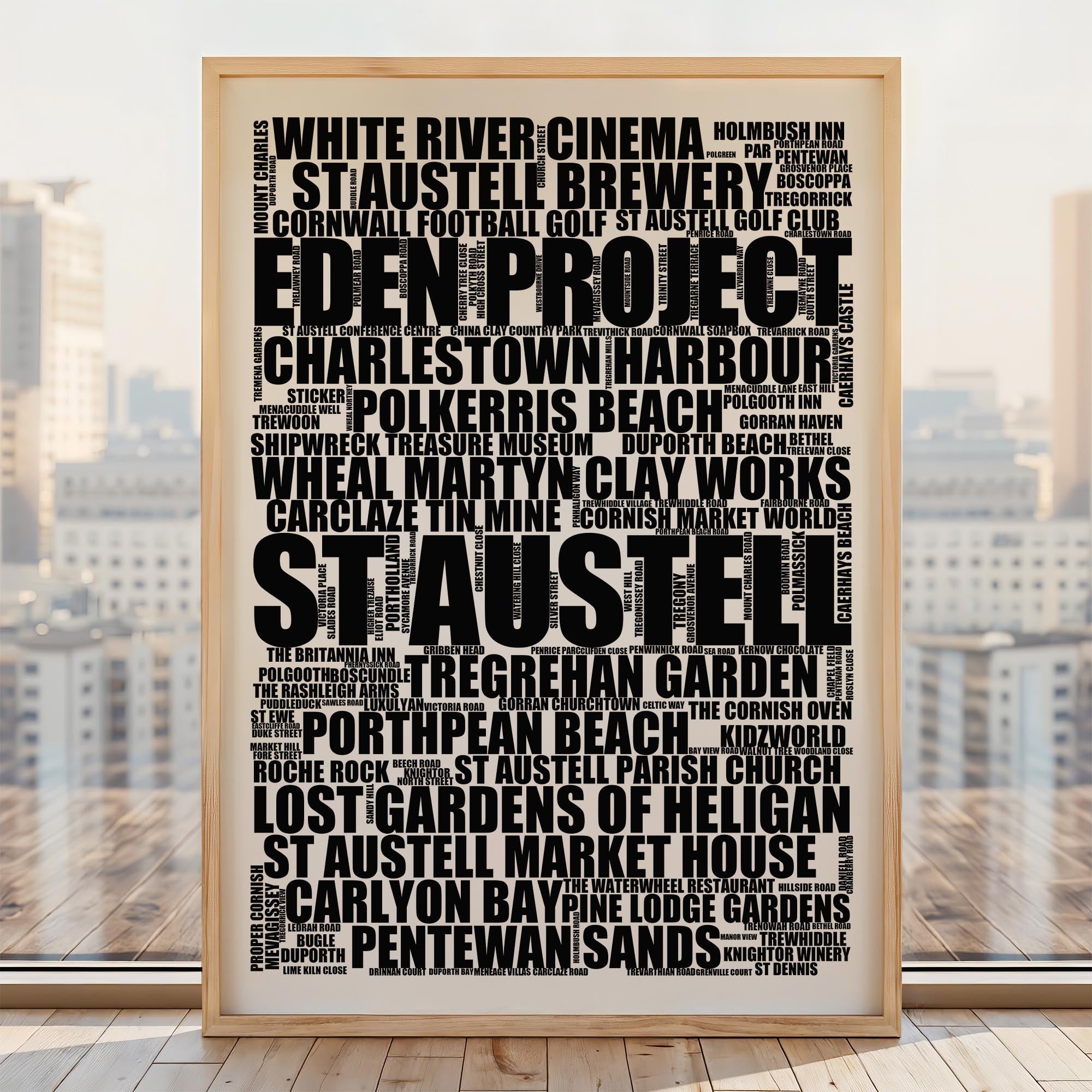 St Austell - Premium Typographic Word Cloud Prints, Posters & Gifts