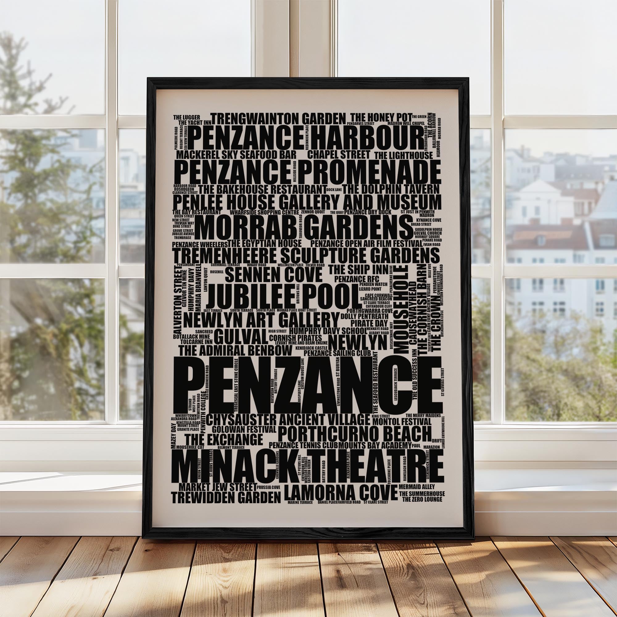 Penzance - Premium Typographic Word Cloud Prints, Posters & Gifts