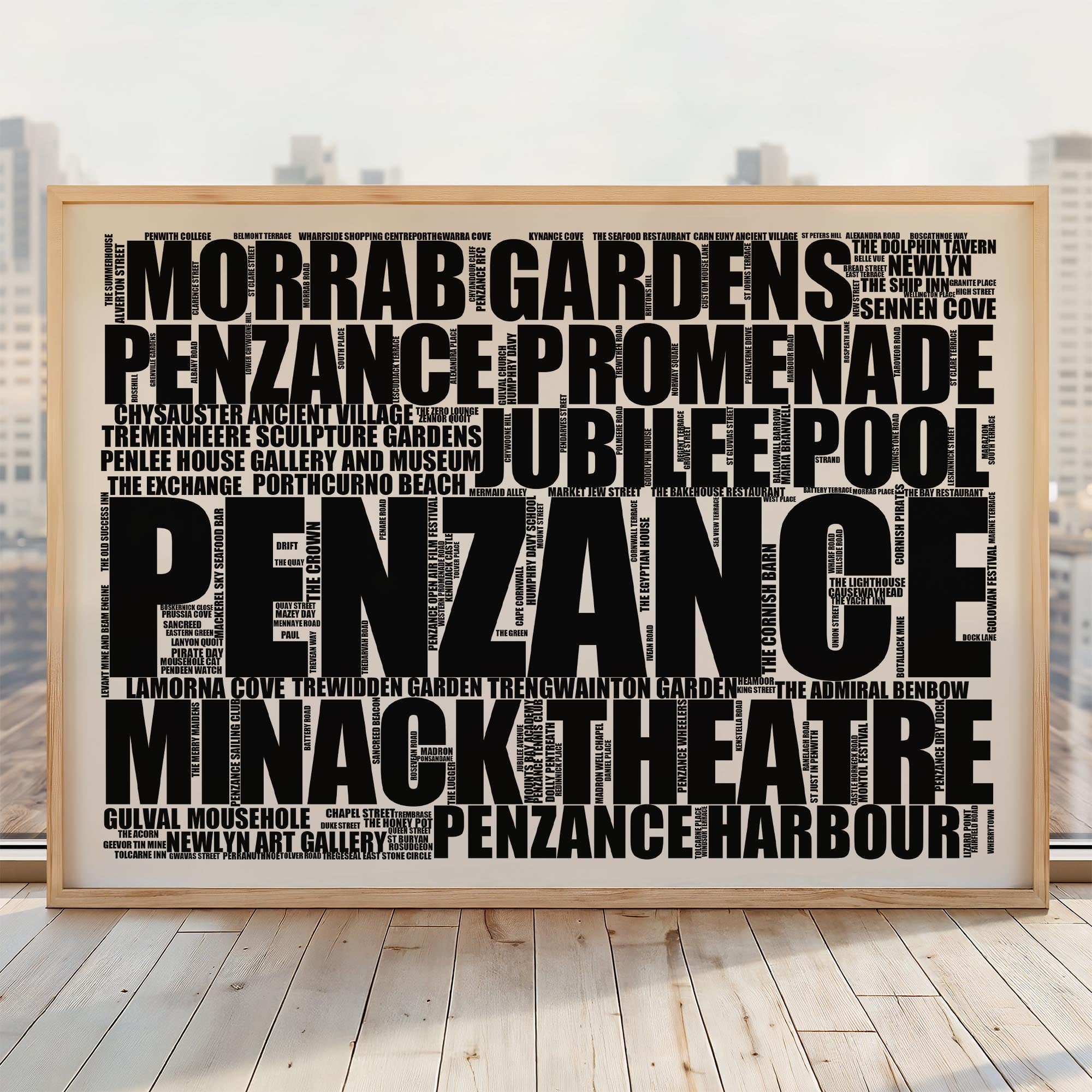 Penzance - Premium Typographic Word Cloud Prints, Posters & Gifts