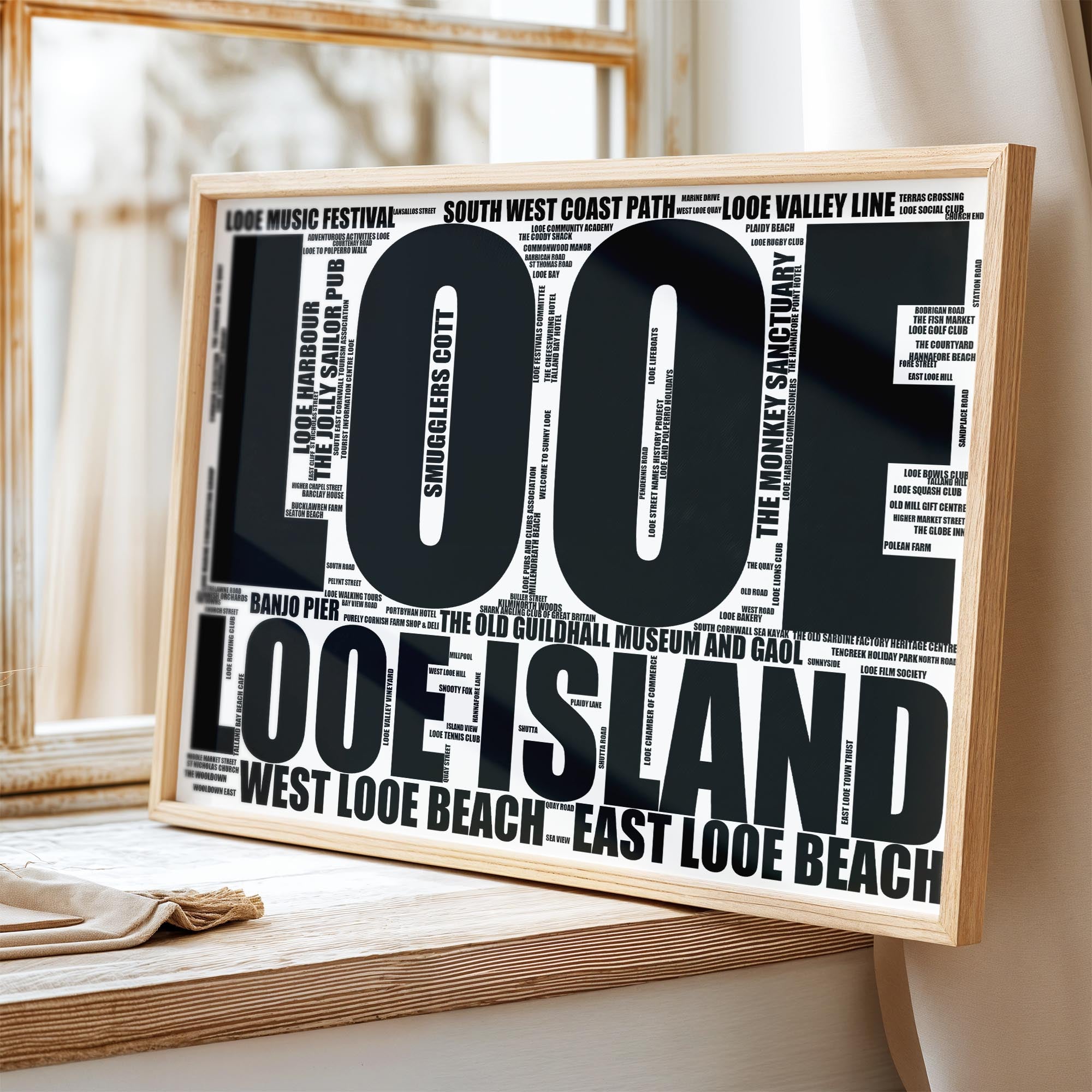 Looe - Premium Typographic Word Cloud Prints, Posters & Gifts