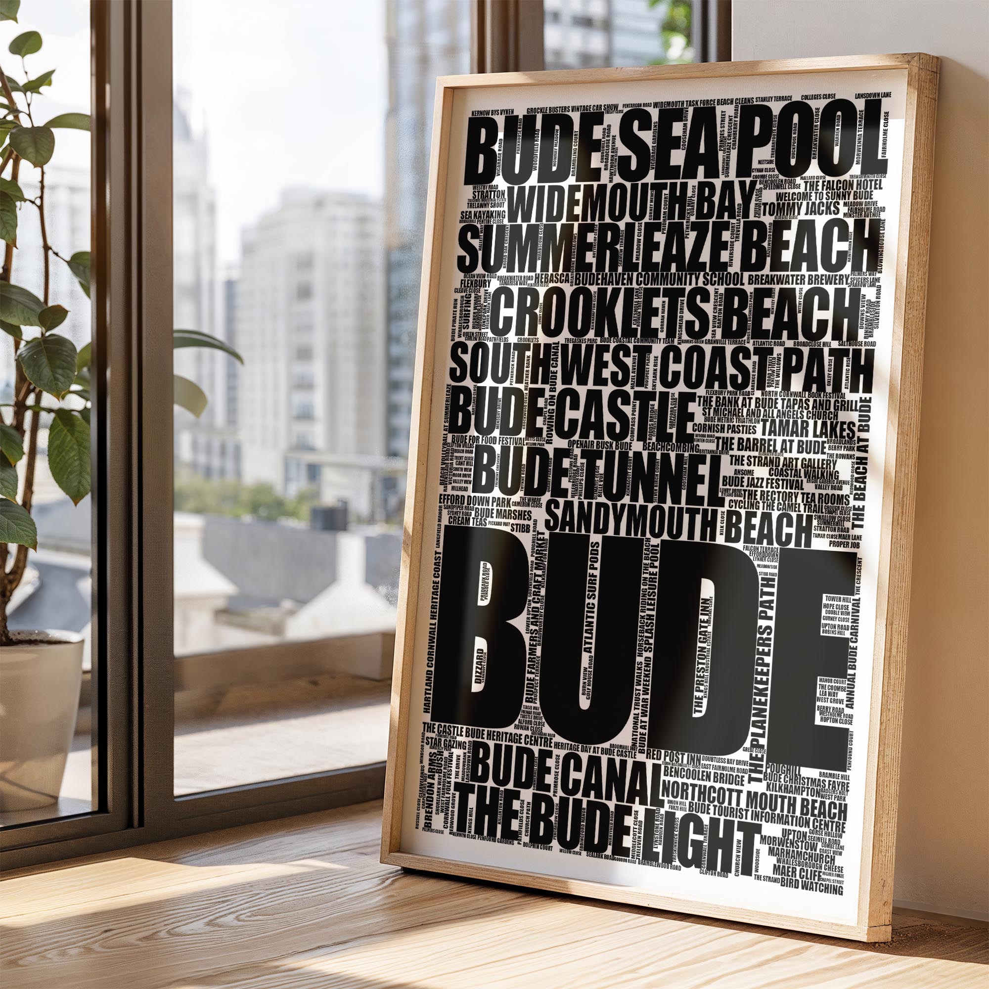 Bude - Premium Typographic Word Cloud Prints, Posters & Gifts