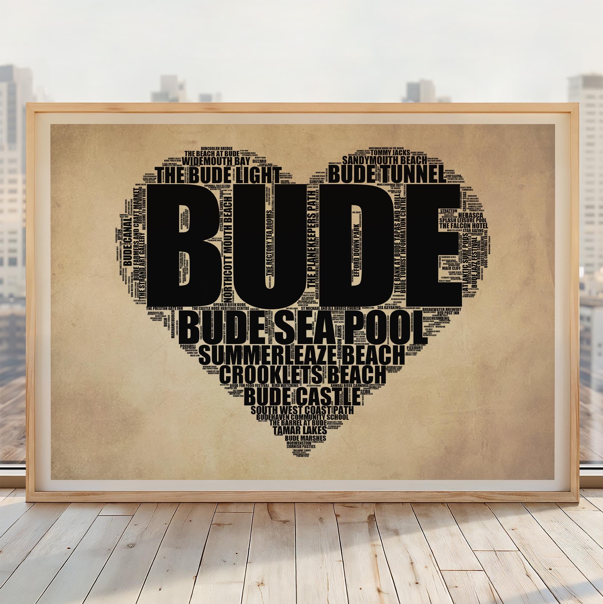 Bude - Premium Typographic Word Cloud Prints, Posters & Gifts