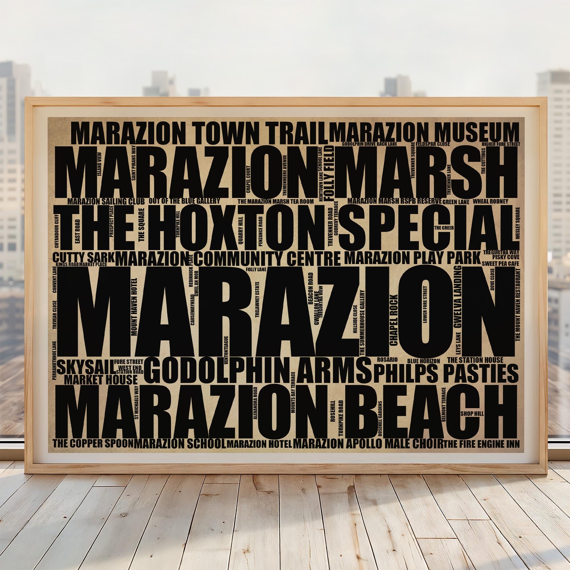 Marazion - Premium Typographic Word Cloud Prints, Posters & Gifts