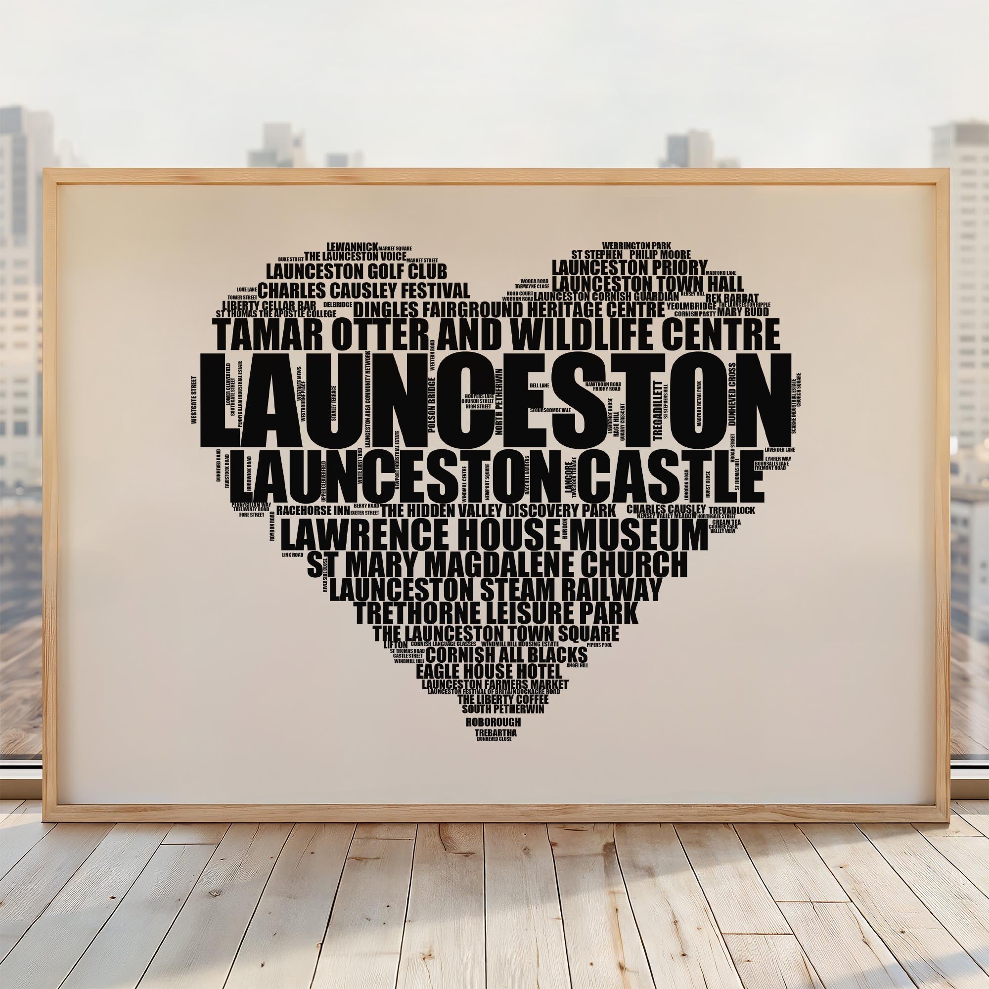 Launceston - Premium Typographic Word Cloud Prints, Posters & Gifts