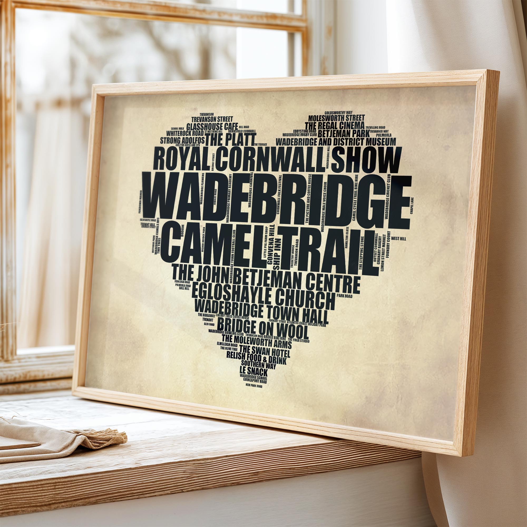 Wadebridge - Premium Typographic Word Cloud Prints, Posters & Gifts