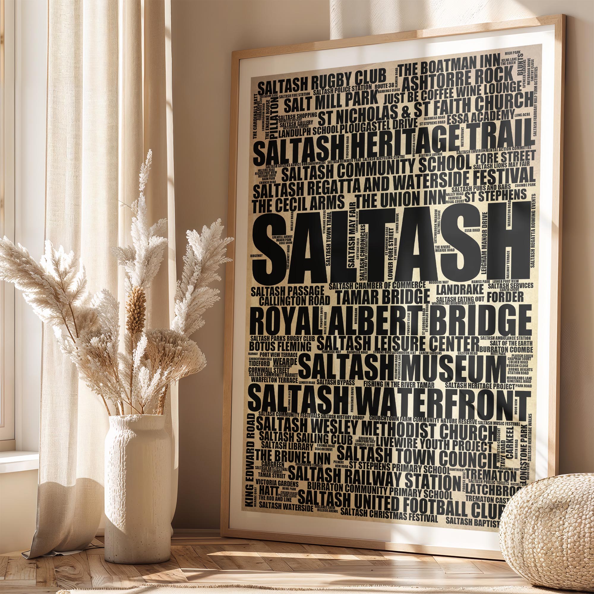 Saltash - Premium Typographic Word Cloud Prints, Posters & Gifts