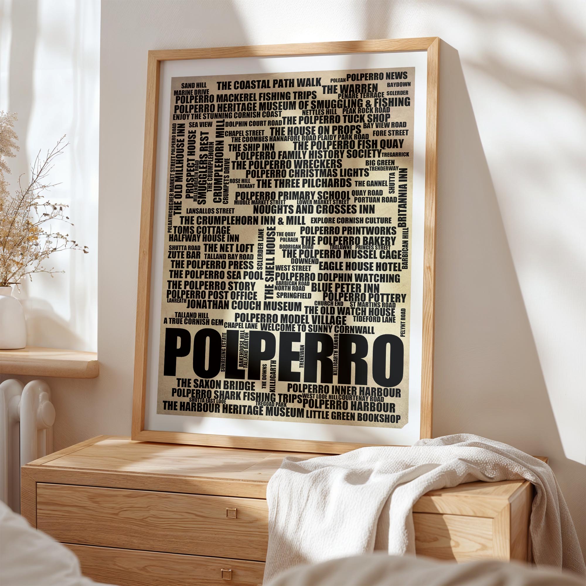 Polperro - Premium Typographic Word Cloud Prints, Posters & Gifts