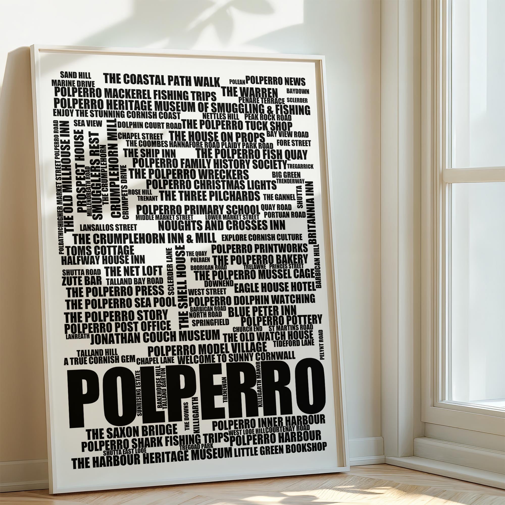 Polperro - Premium Typographic Word Cloud Prints, Posters & Gifts