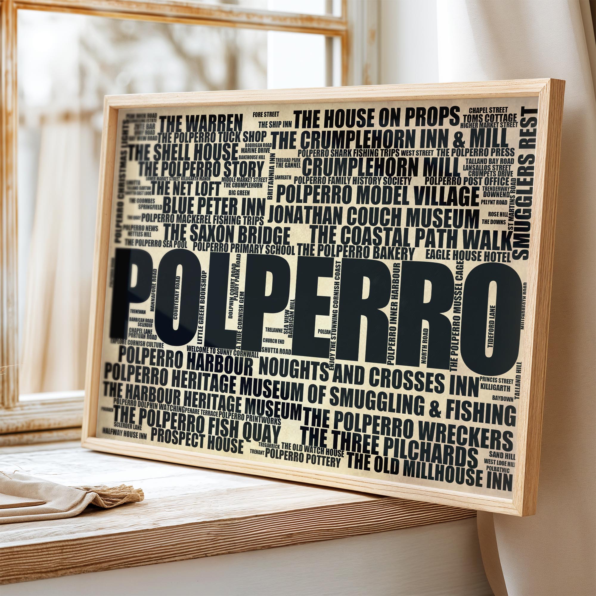 Polperro - Premium Typographic Word Cloud Prints, Posters & Gifts
