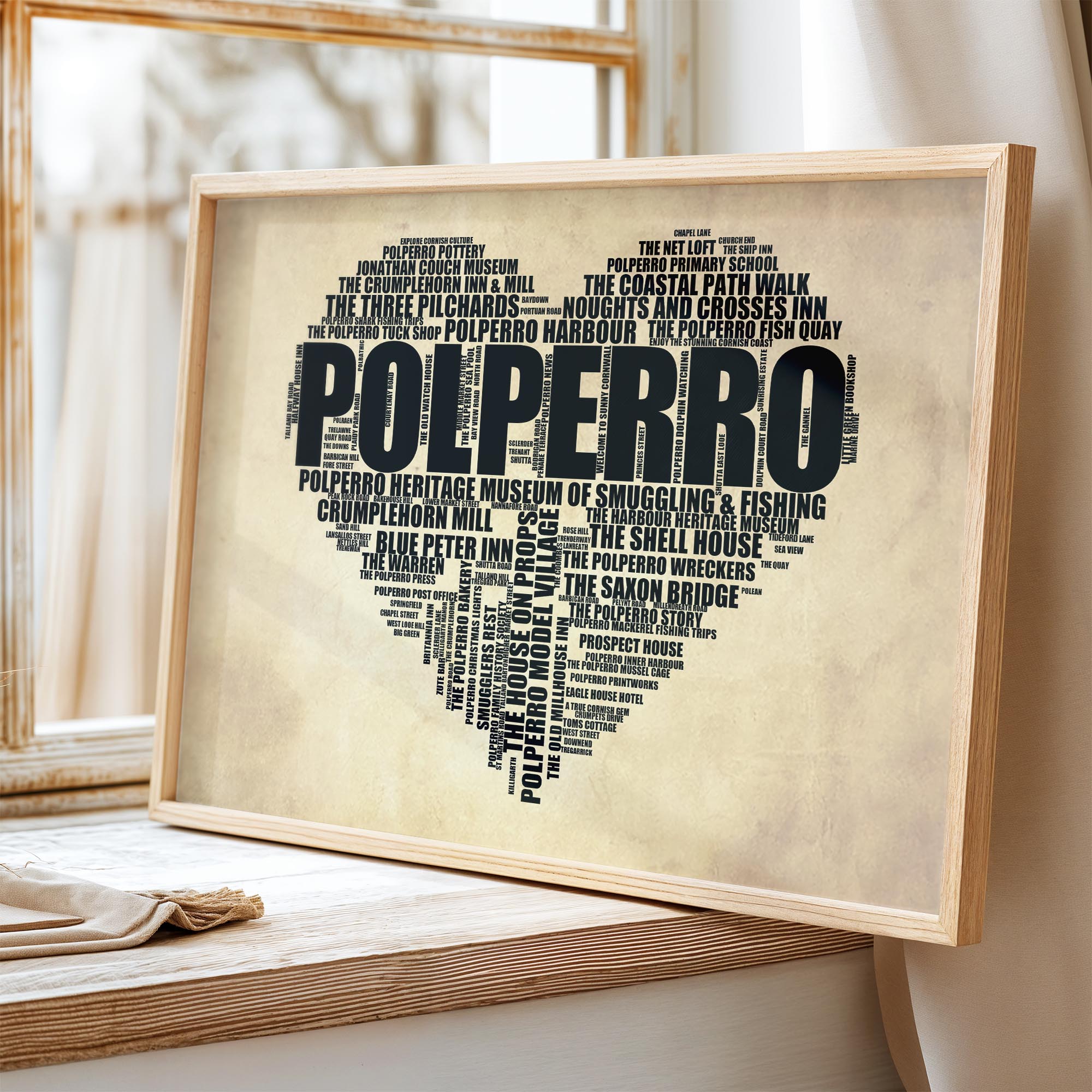 Polperro - Premium Typographic Word Cloud Prints, Posters & Gifts