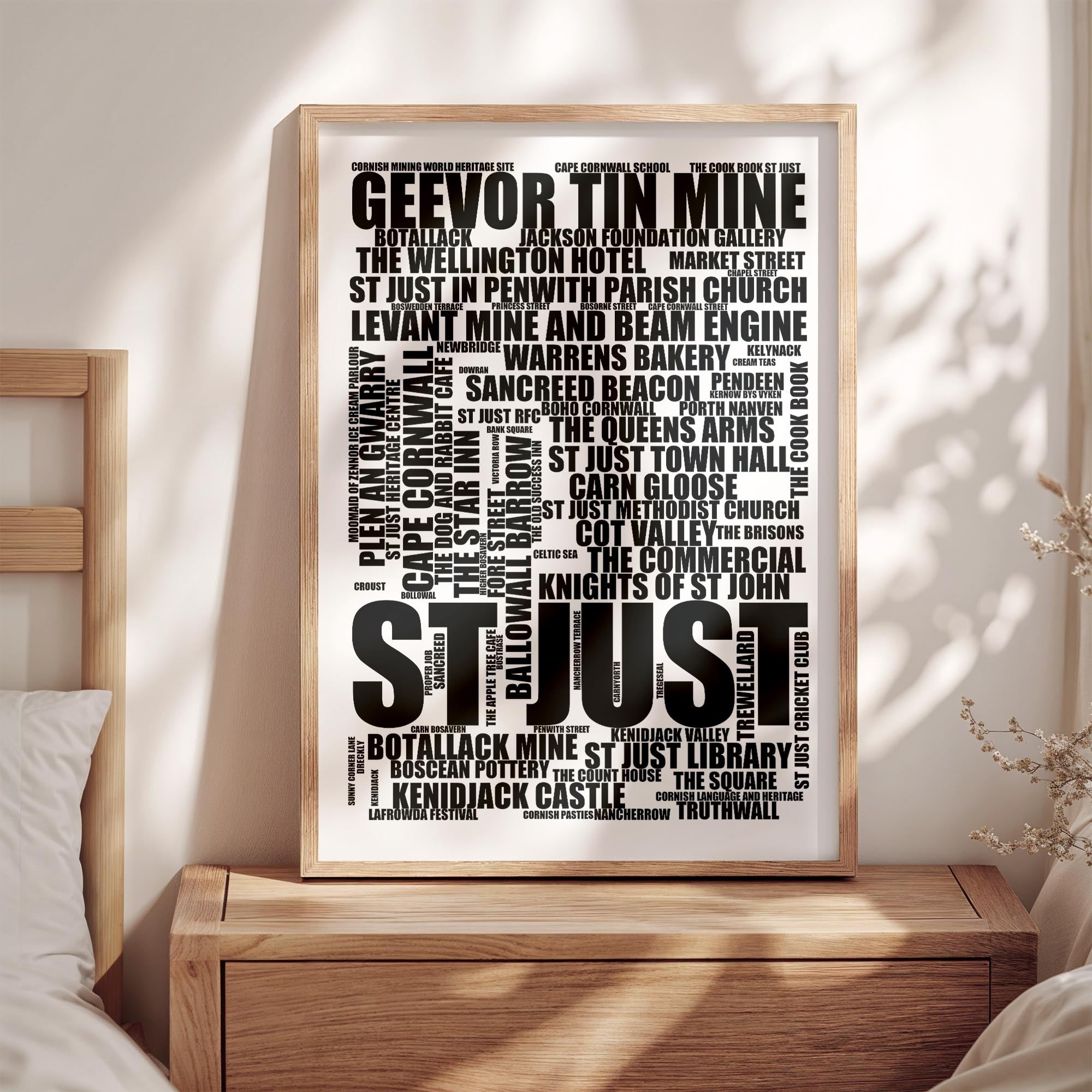 St Just - Premium Typographic Word Cloud Prints, Posters & Gifts