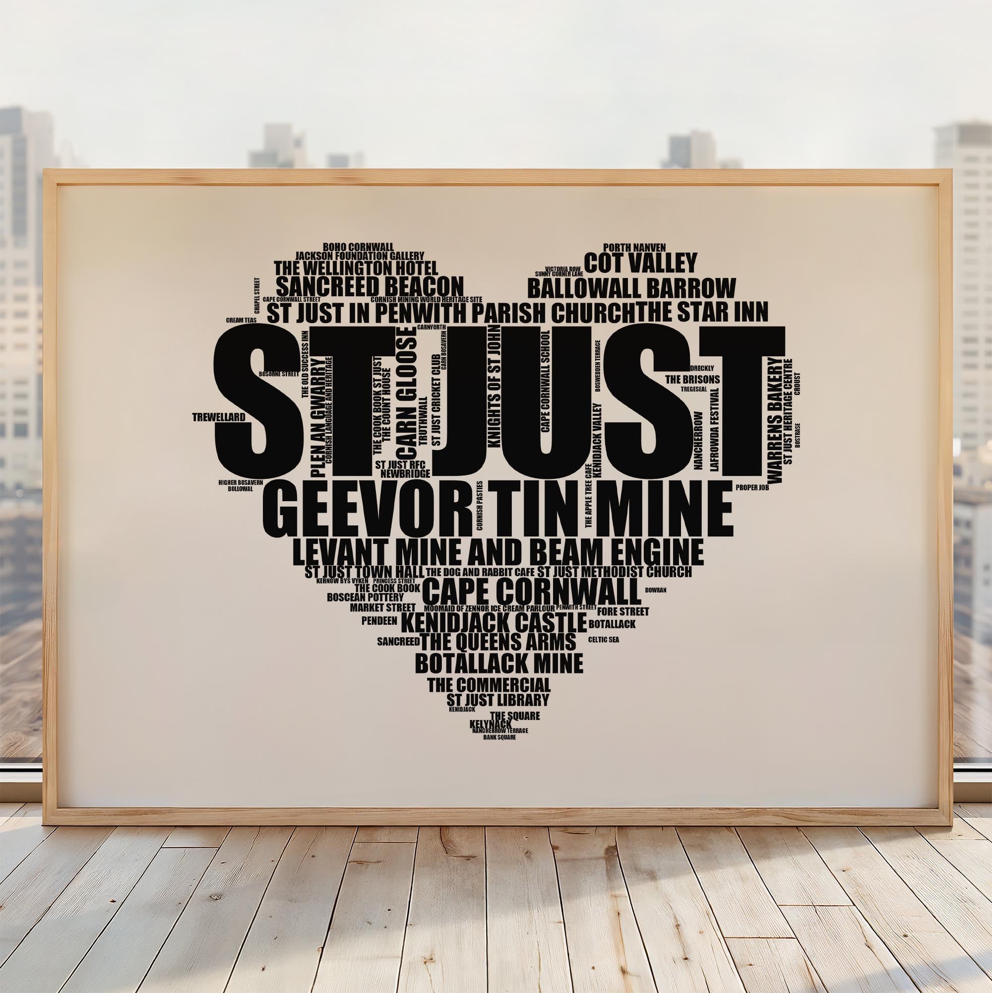 St Just - Premium Typographic Word Cloud Prints, Posters & Gifts