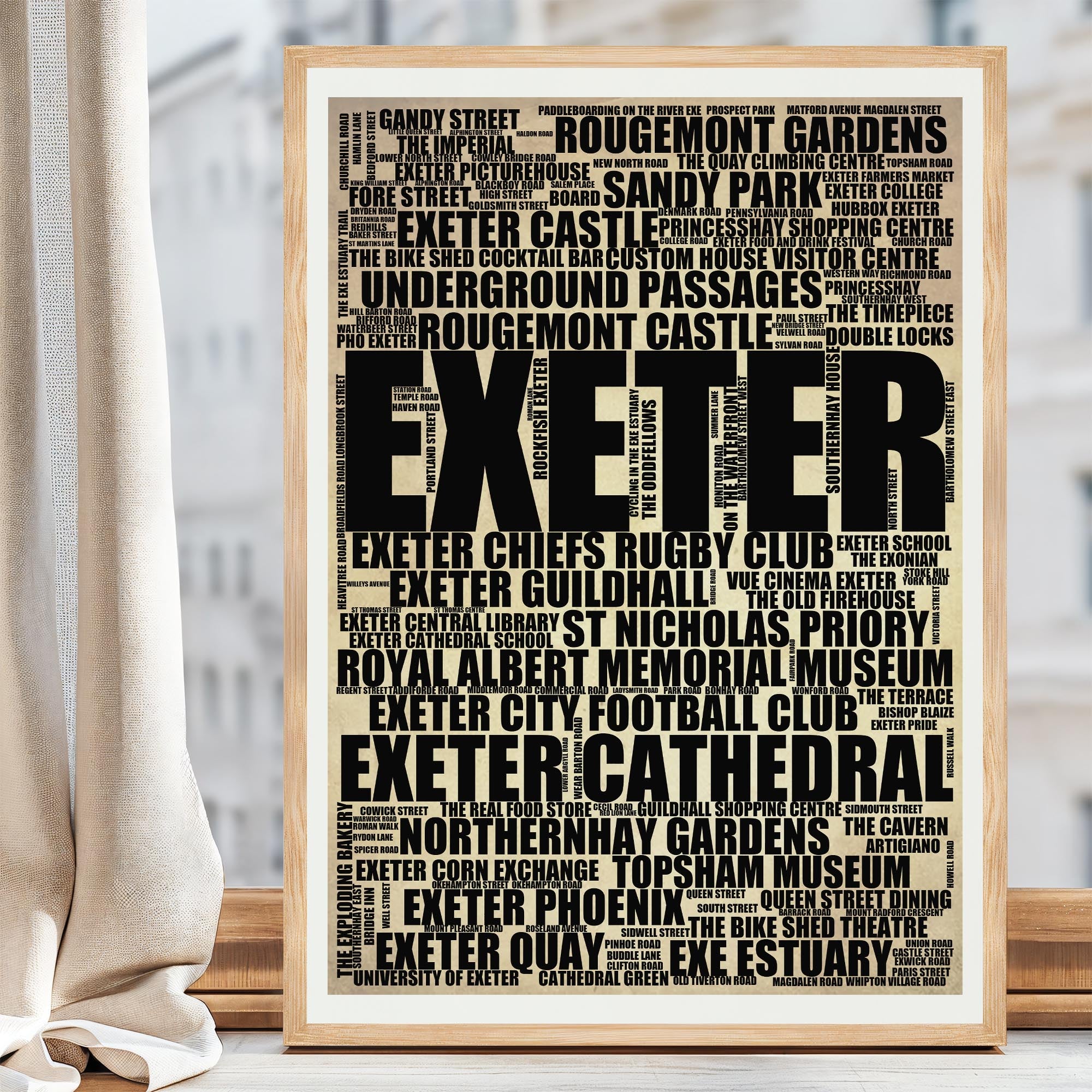 Exeter - Premium Typographic Word Cloud Prints, Posters & Gifts