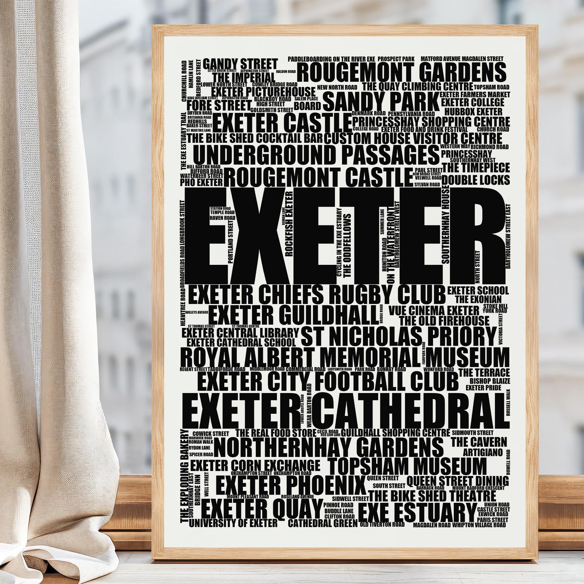 Exeter - Premium Typographic Word Cloud Prints, Posters & Gifts