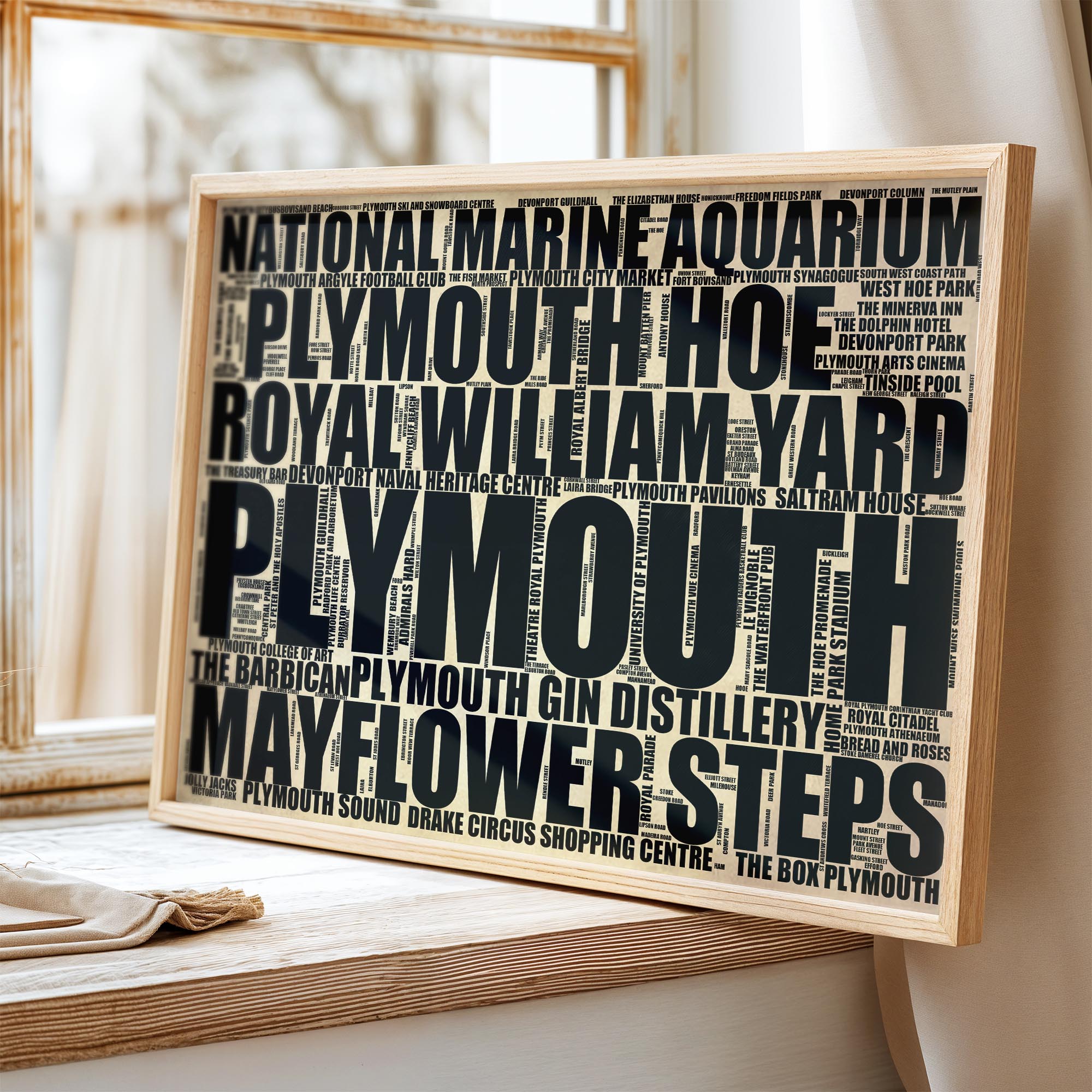 Plymouth - Premium Typographic Word Cloud Prints, Posters & Gifts