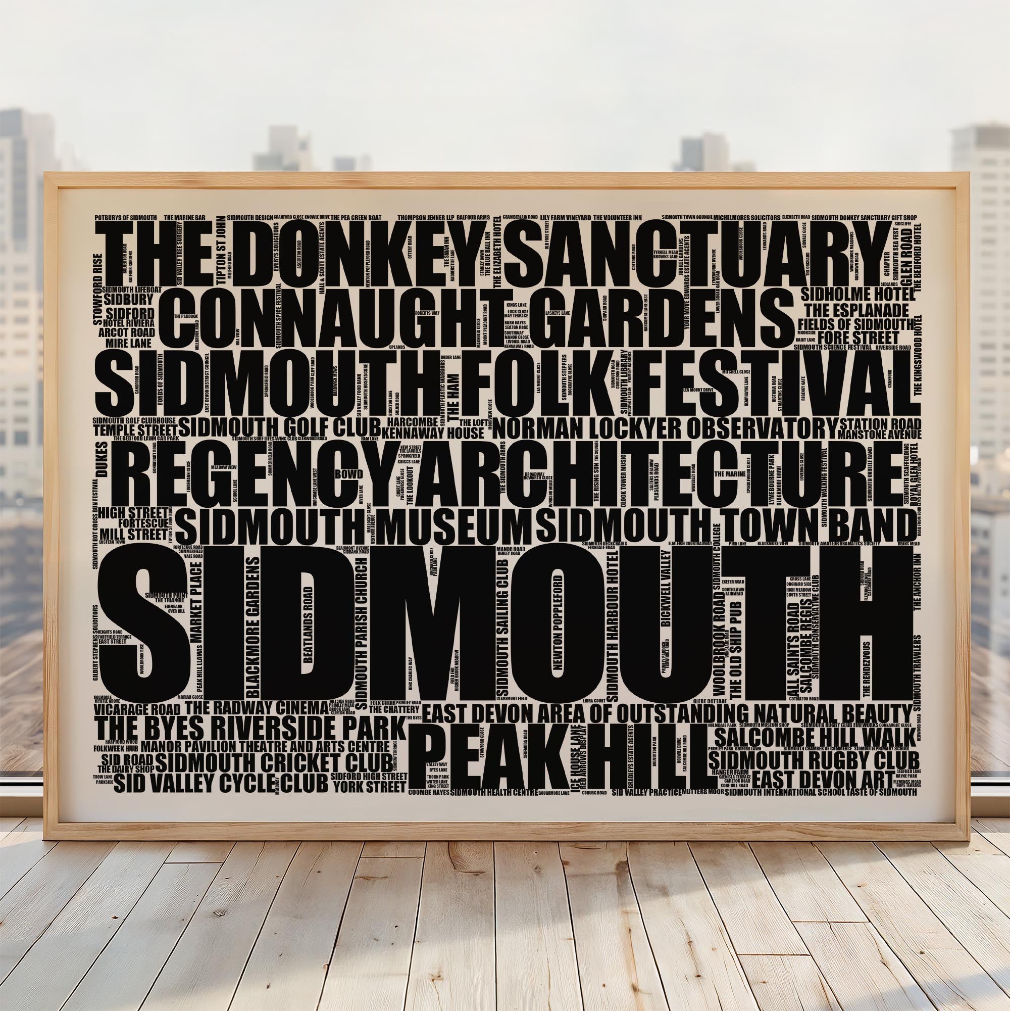 Sidmouth - Premium Typographic Word Cloud Prints, Posters & Gifts