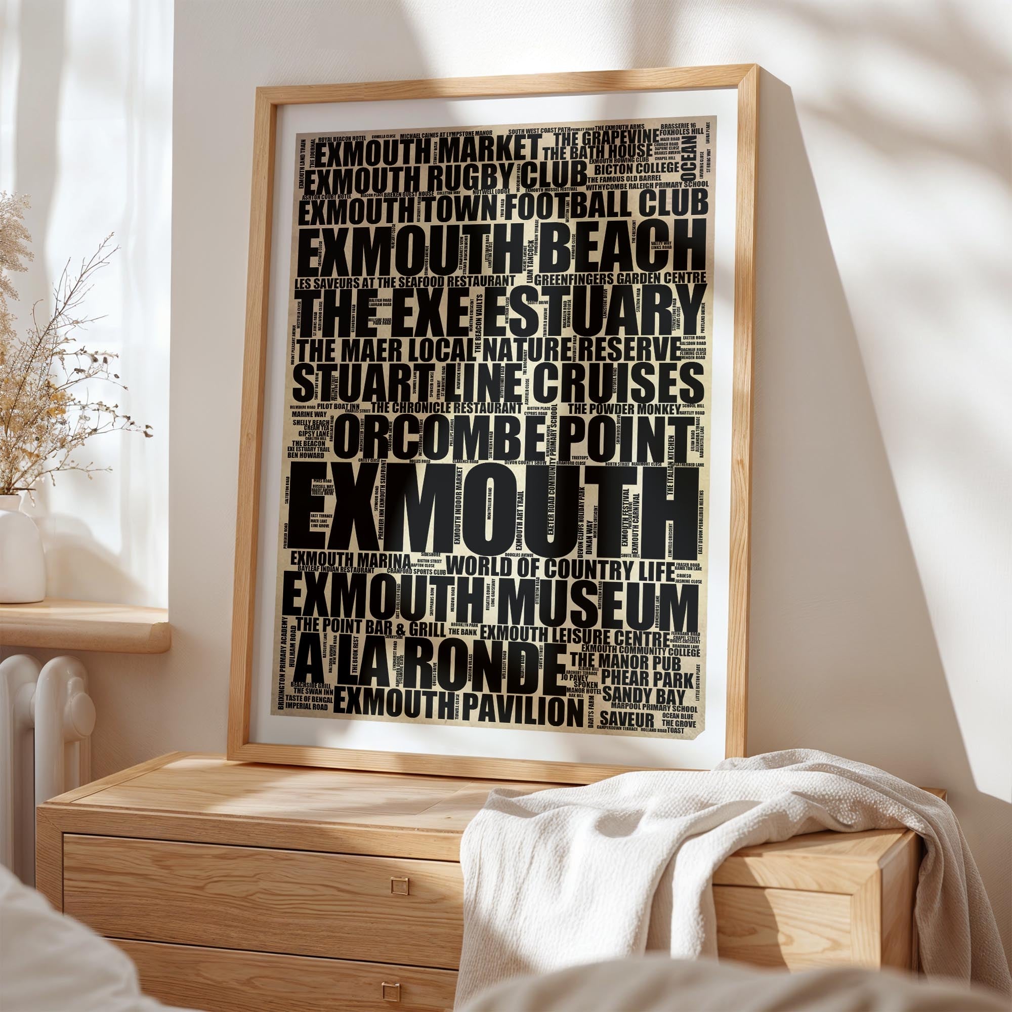 Exmouth - Premium Typographic Word Cloud Prints, Posters & Gifts