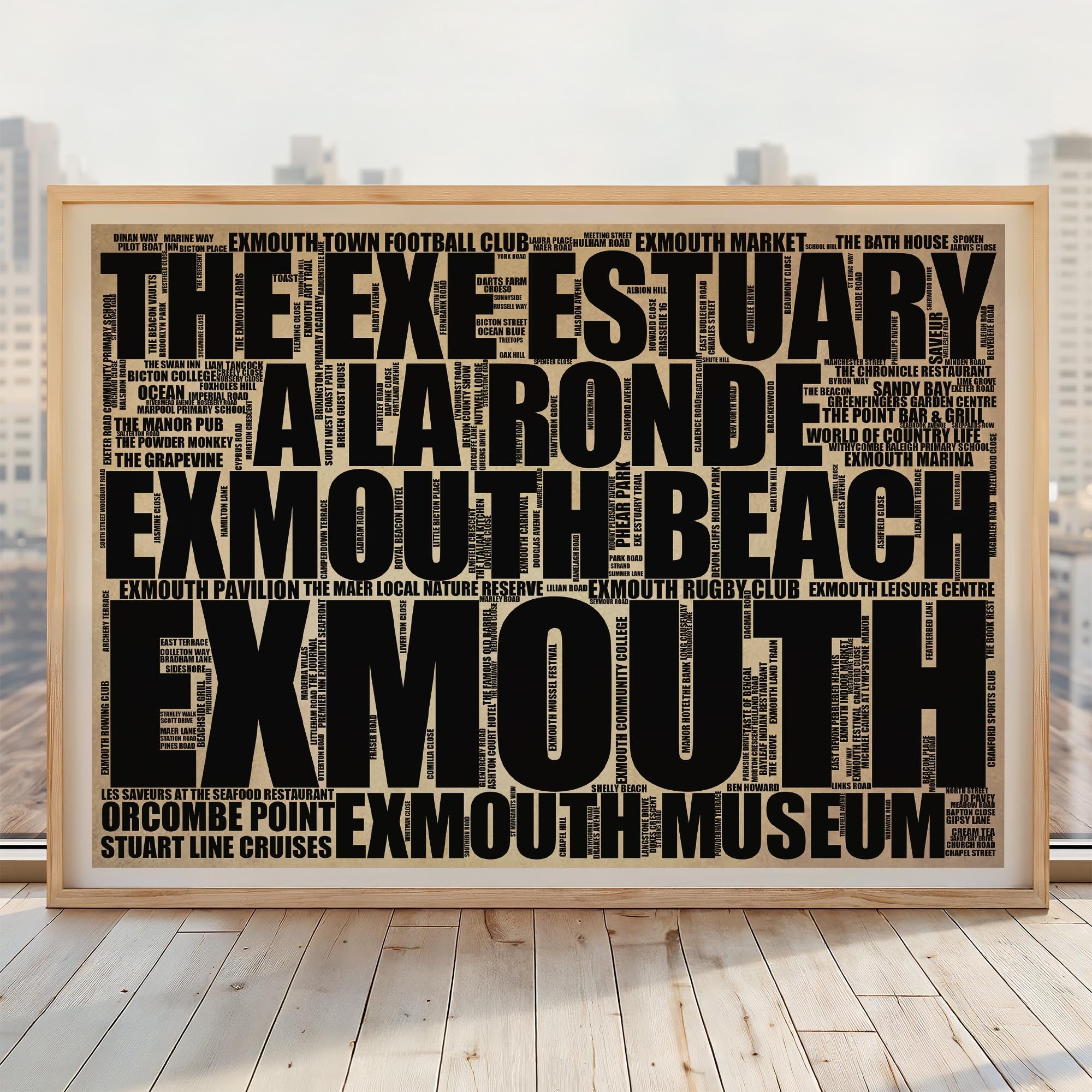 Exmouth - Premium Typographic Word Cloud Prints, Posters & Gifts