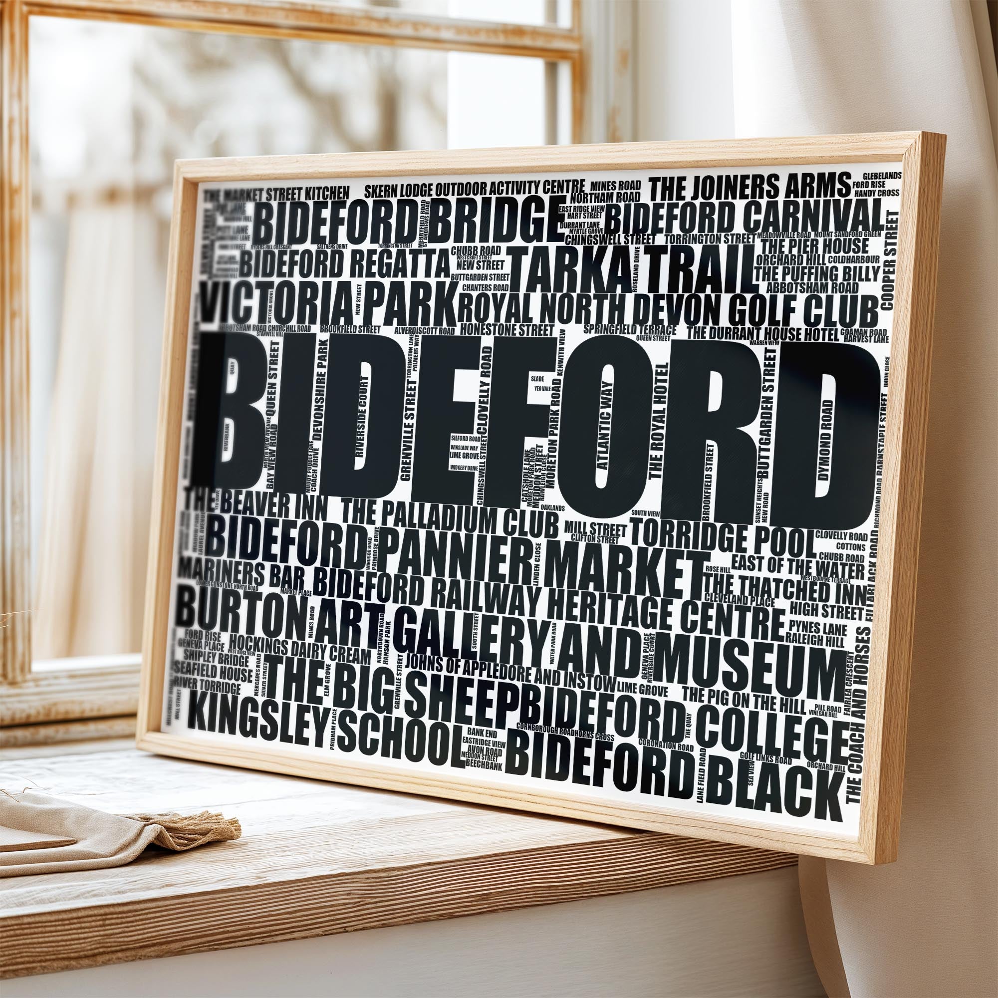 Bideford - Premium Typographic Word Cloud Prints, Posters & Gifts